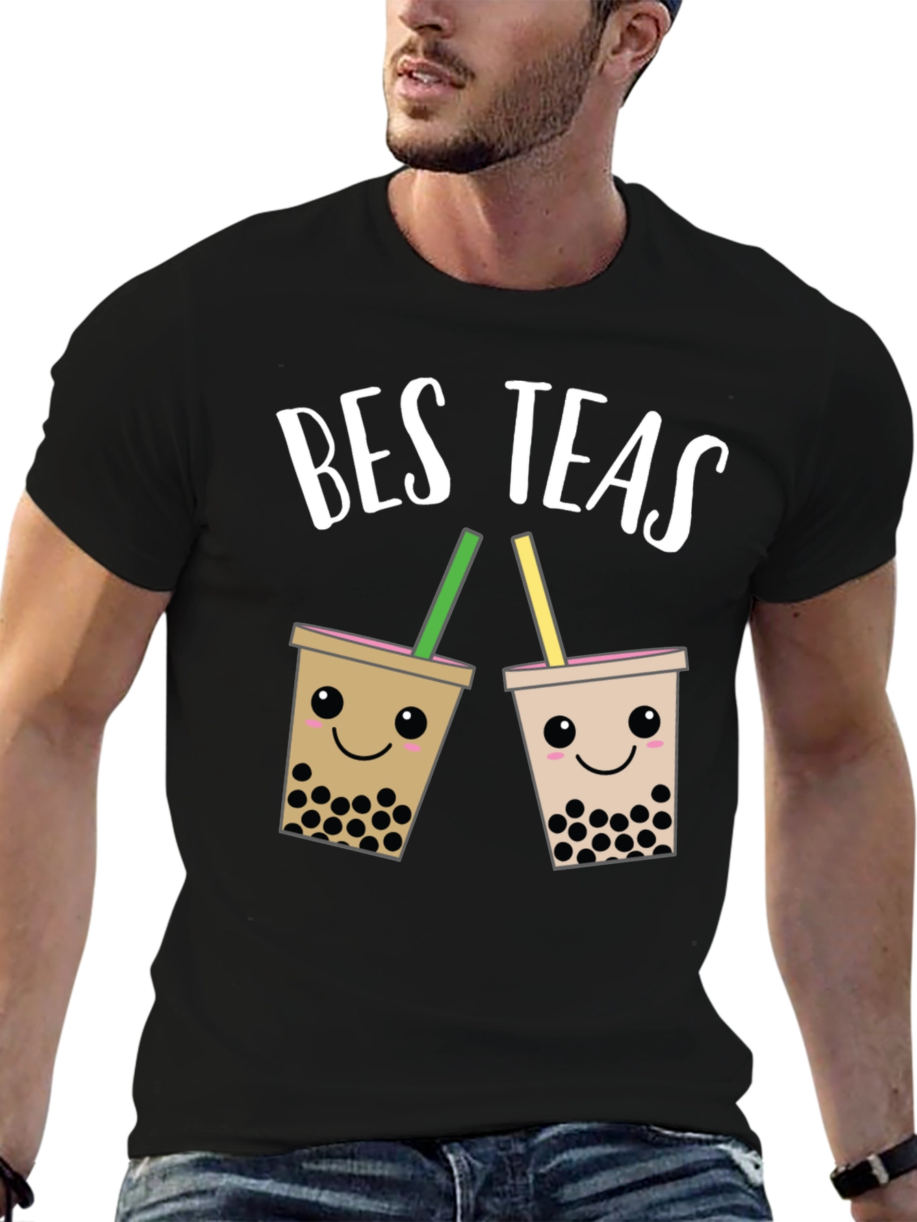 Black Bes Teas Bubble Tea Graphic T-Shirt view 6