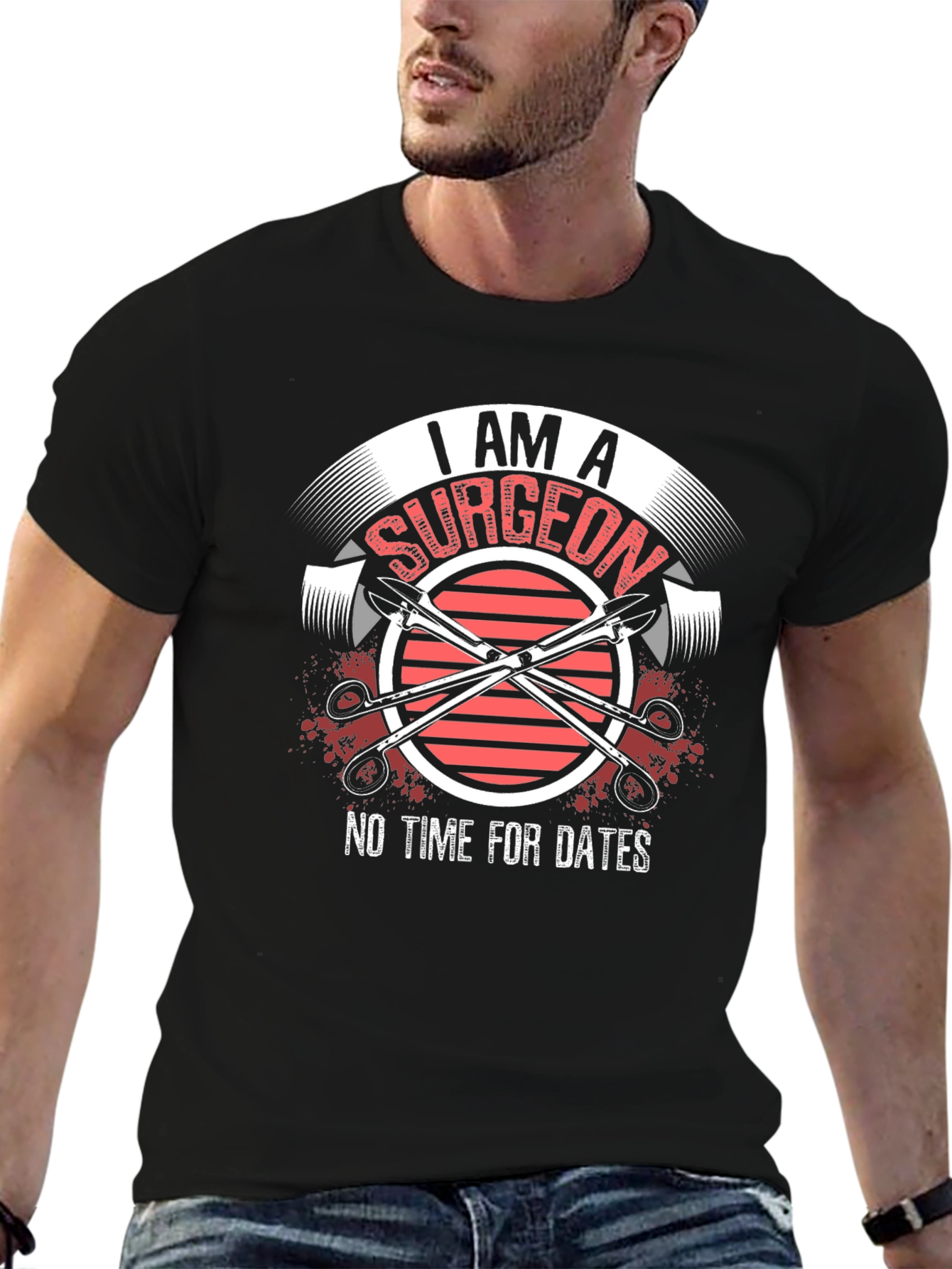 Black I Am A Surgeon Graphic T-Shirt view 6