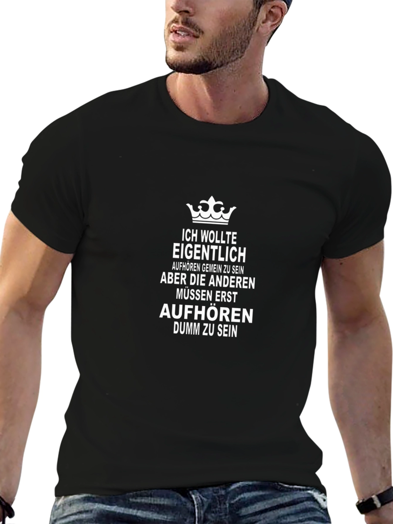 Black Sarcastic German T-Shirt - Ich Wollte Eigentlich view 6