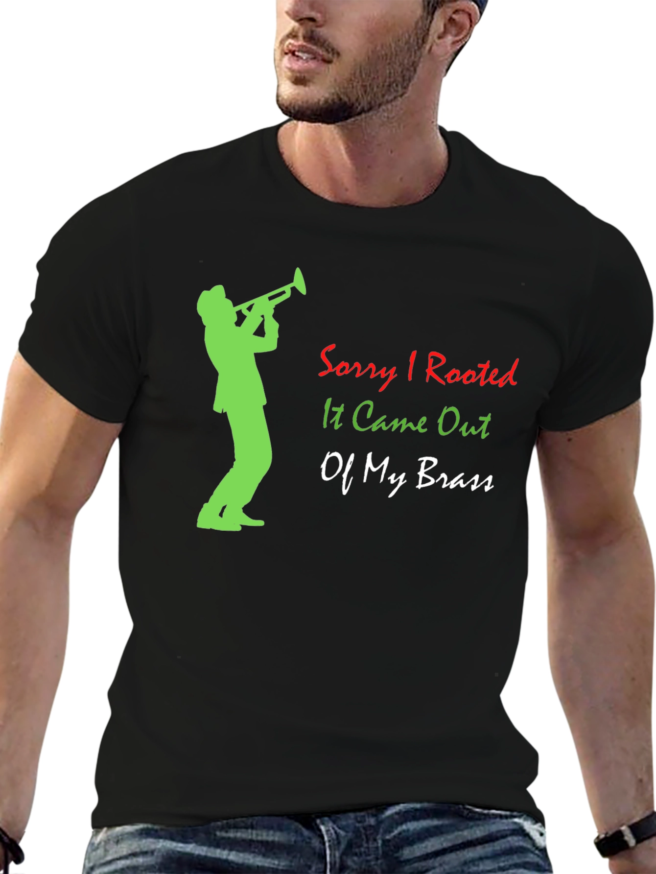 Black Sorry I Tooted T-Shirt Funny Trumpet Player Tee view 6