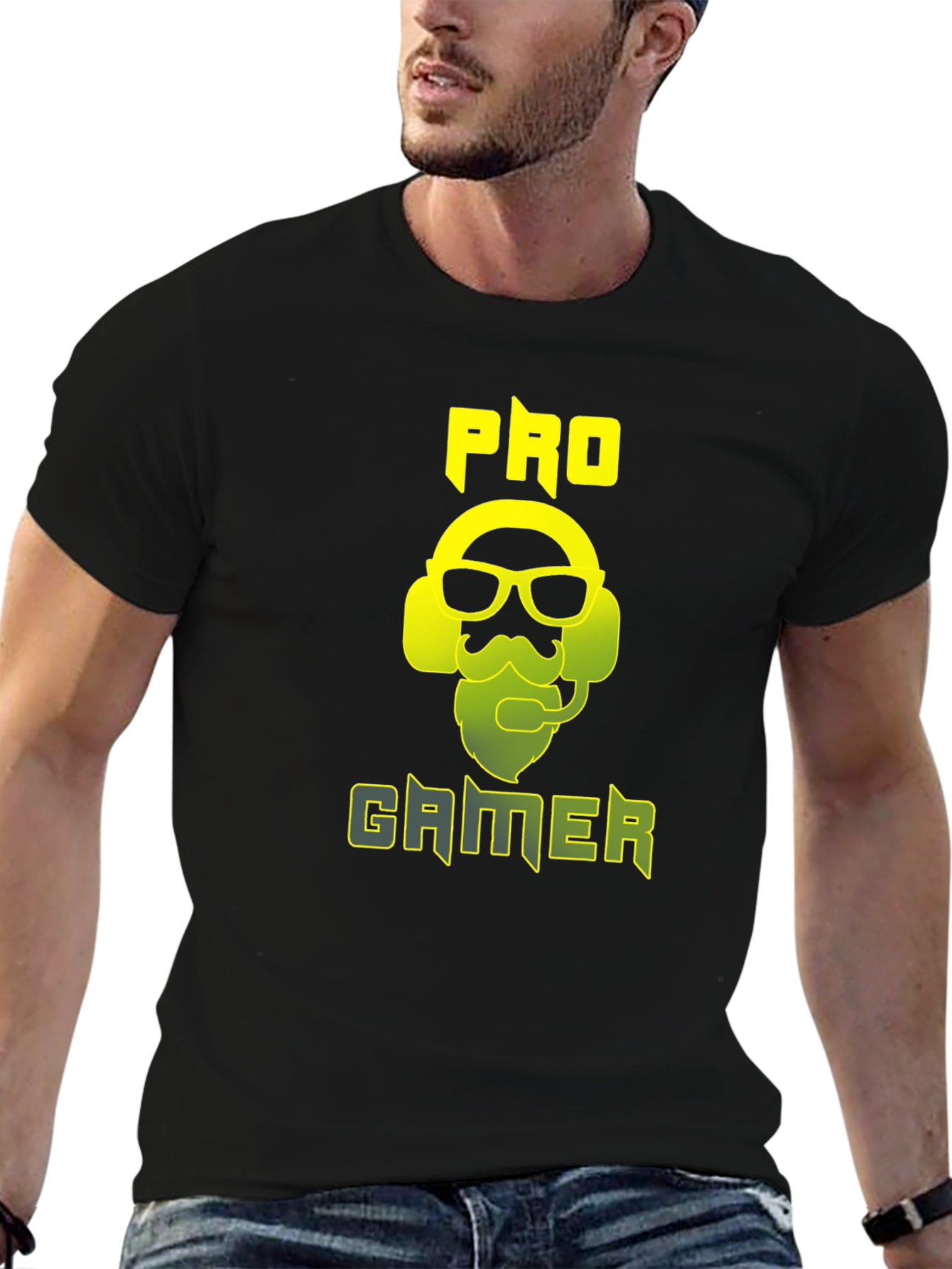 Black Pro Gamer Graphic Tee - Black Cotton Blend Shirt view 6