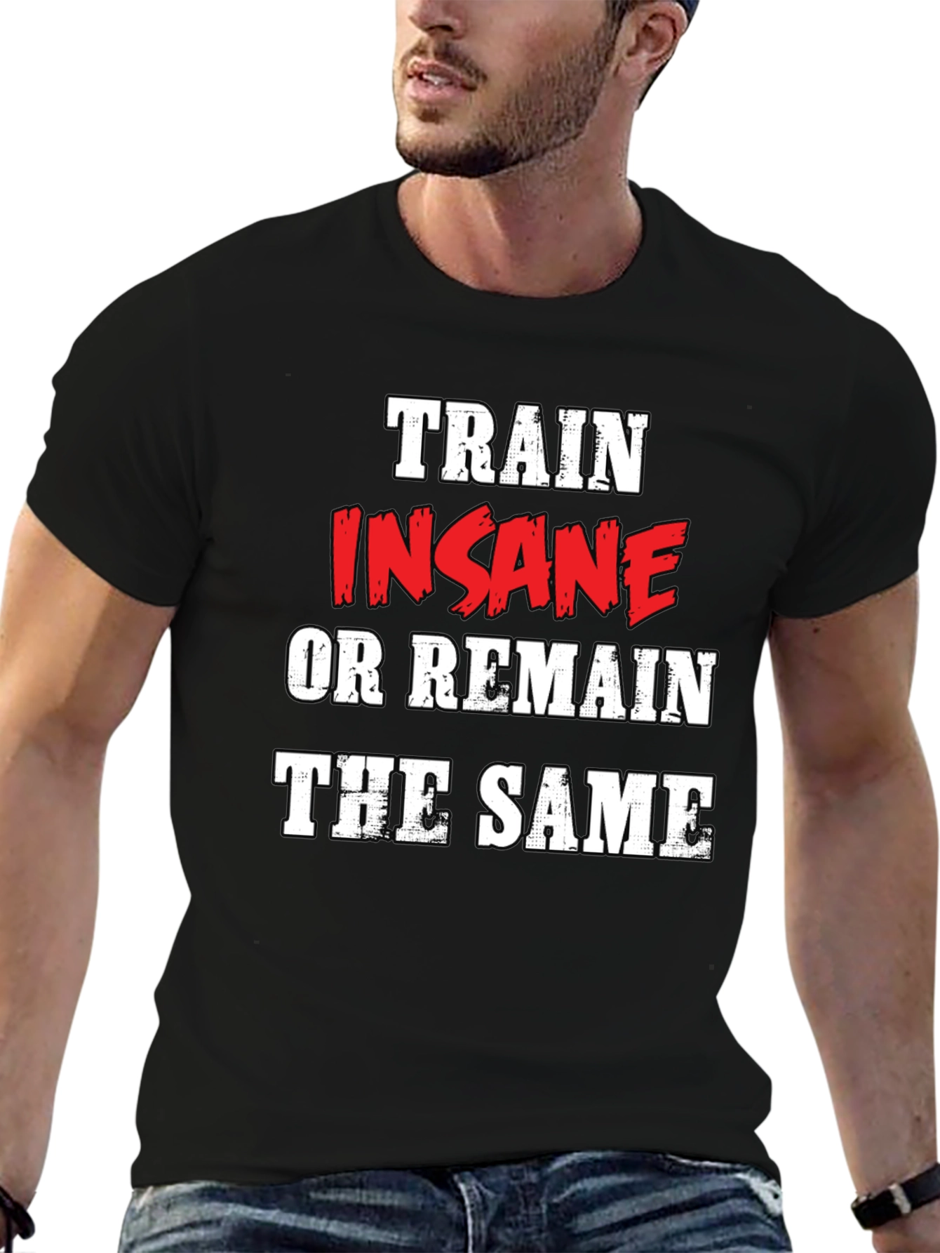 Black Train Insane Graphic Tee - Motivational Workout Shirt view 6