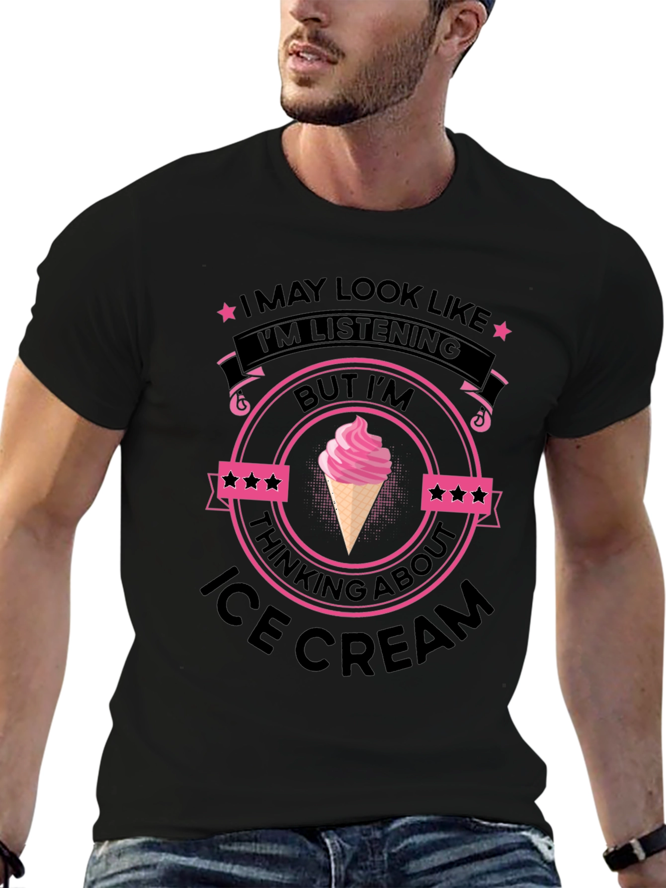 Black Ice Cream Minded Black T-Shirt view 6