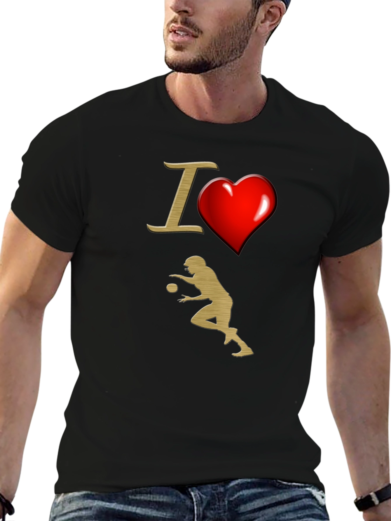 Black I Love Football Graphic Tee - Soft Cotton view 6