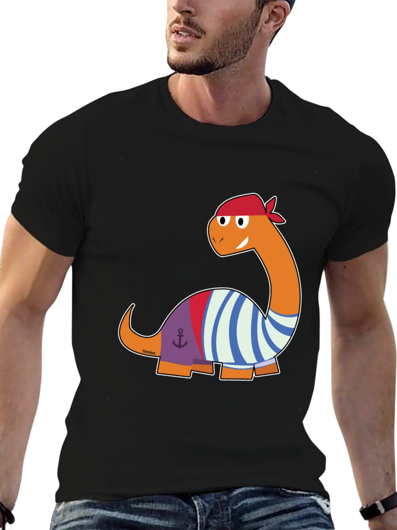 Black Pirate Dino T-Shirt - Black view 6