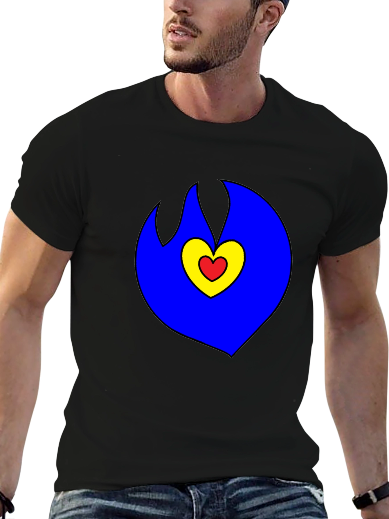 Black Heart Flame Graphic Tee - Bold & Unique Design view 6