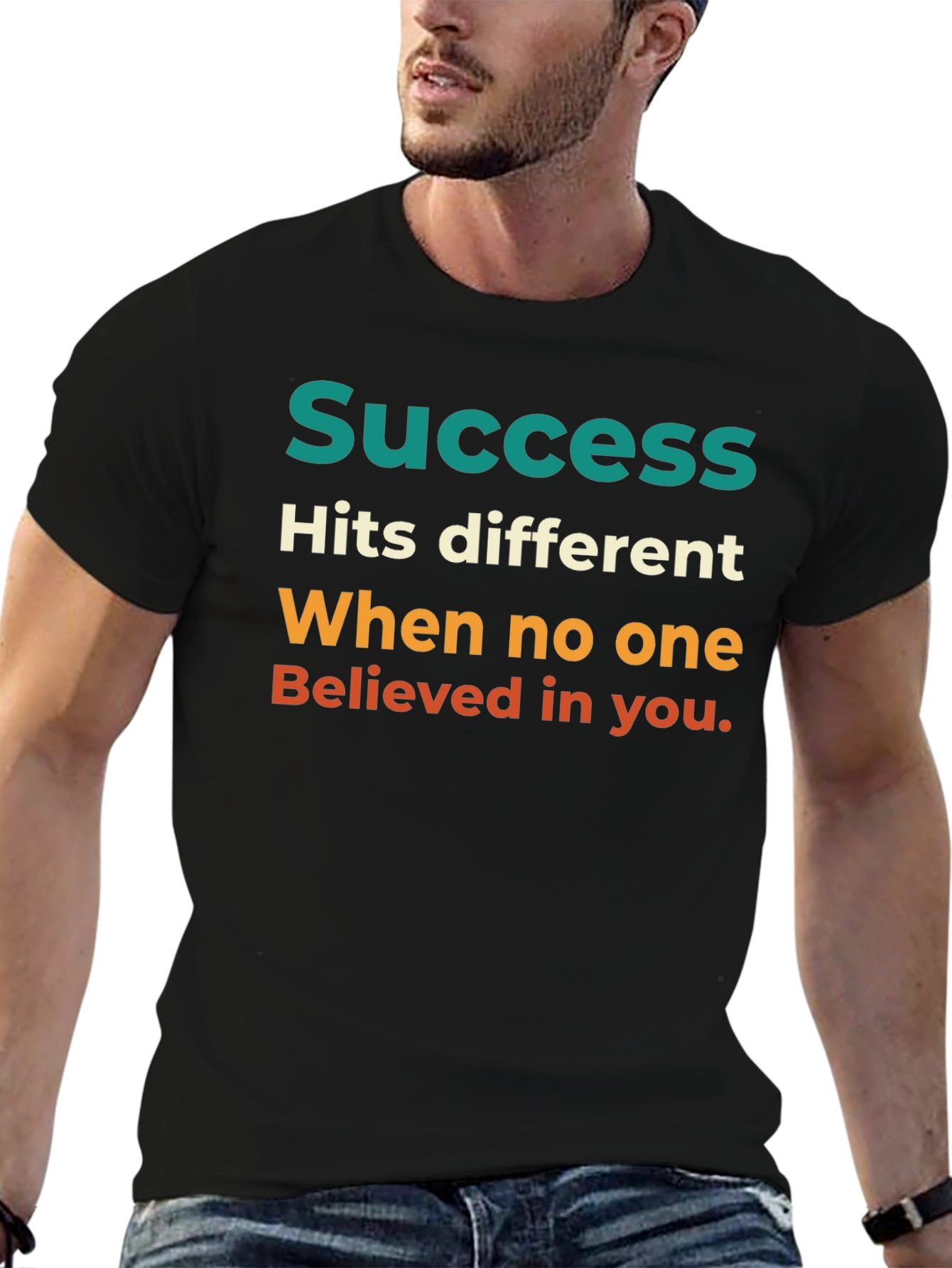Black Success Motivational Graphic T-Shirt view 6