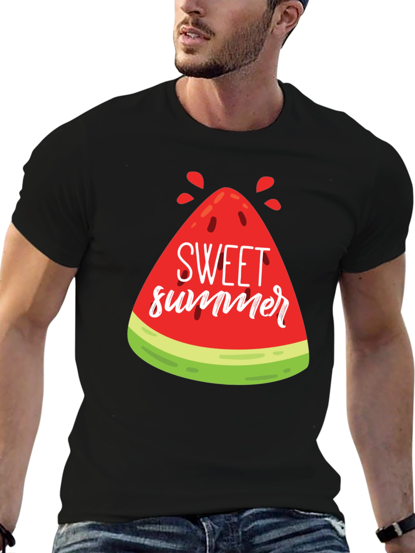 Black Sweet Summer Watermelon Graphic Tee view 6