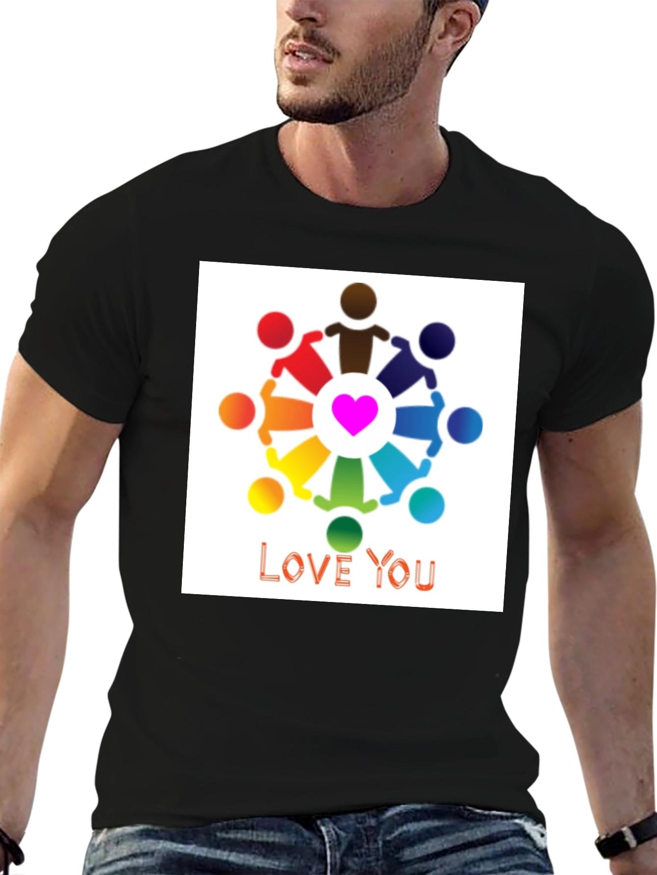 Black Love You Graphic Tee - Unity T-Shirt view 6