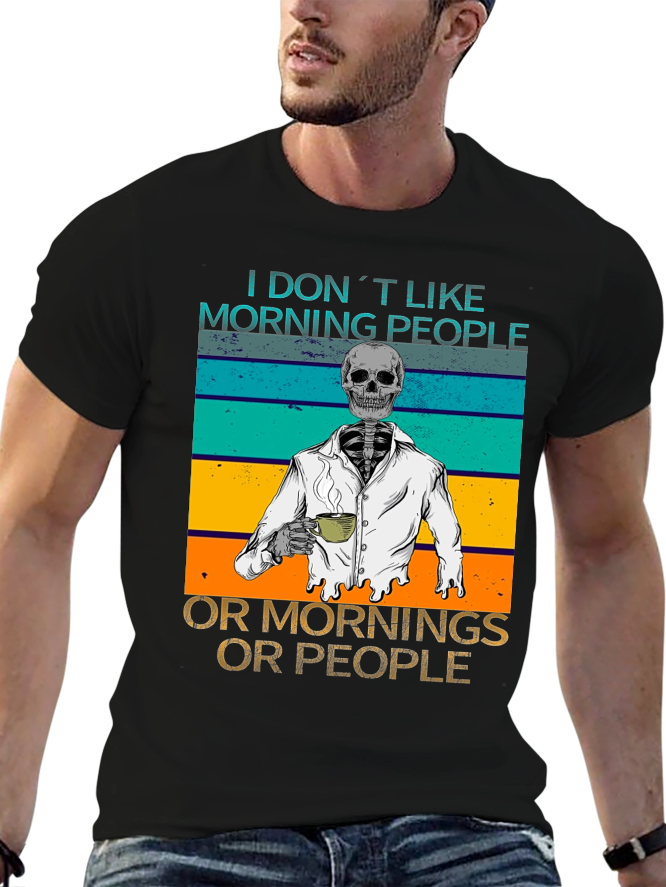 Black I Don't Like Morning People Graphic Tee view 6