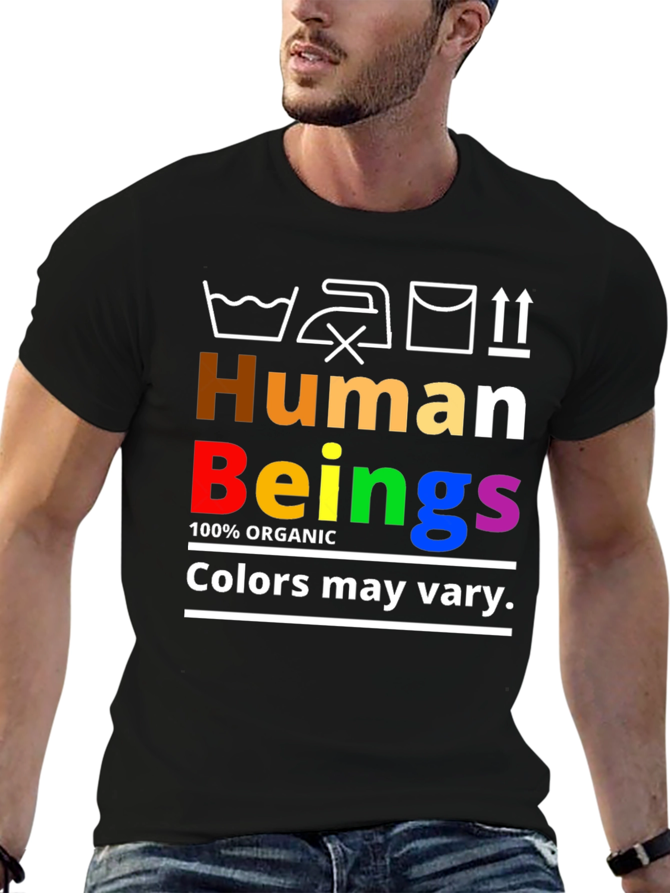 Black Human Beings Organic Rainbow Pride T-Shirt view 6