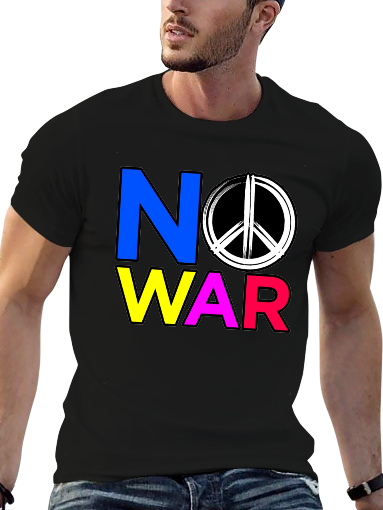 Black No War Graphic T-Shirt - Peace Symbol Tee view 6