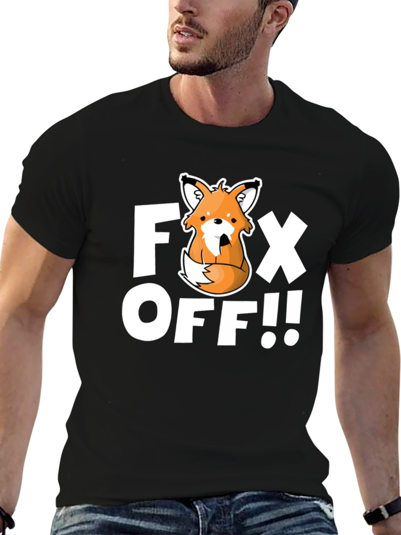 Black Fox Off Graphic T-Shirt - Funny Novelty Tee view 6