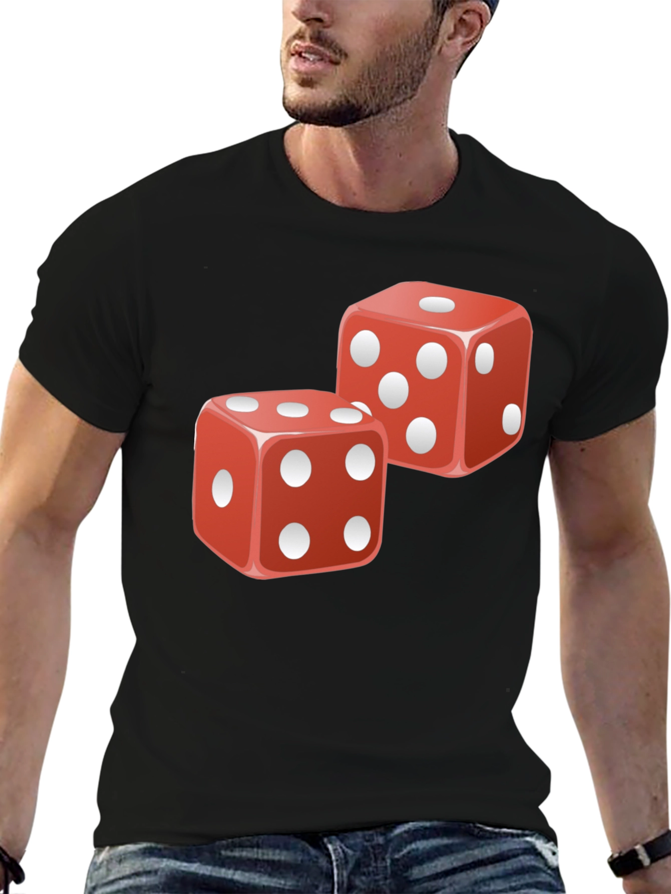 Lucky Dice Graphic T-Shirt - Black Cotton Tee - 6