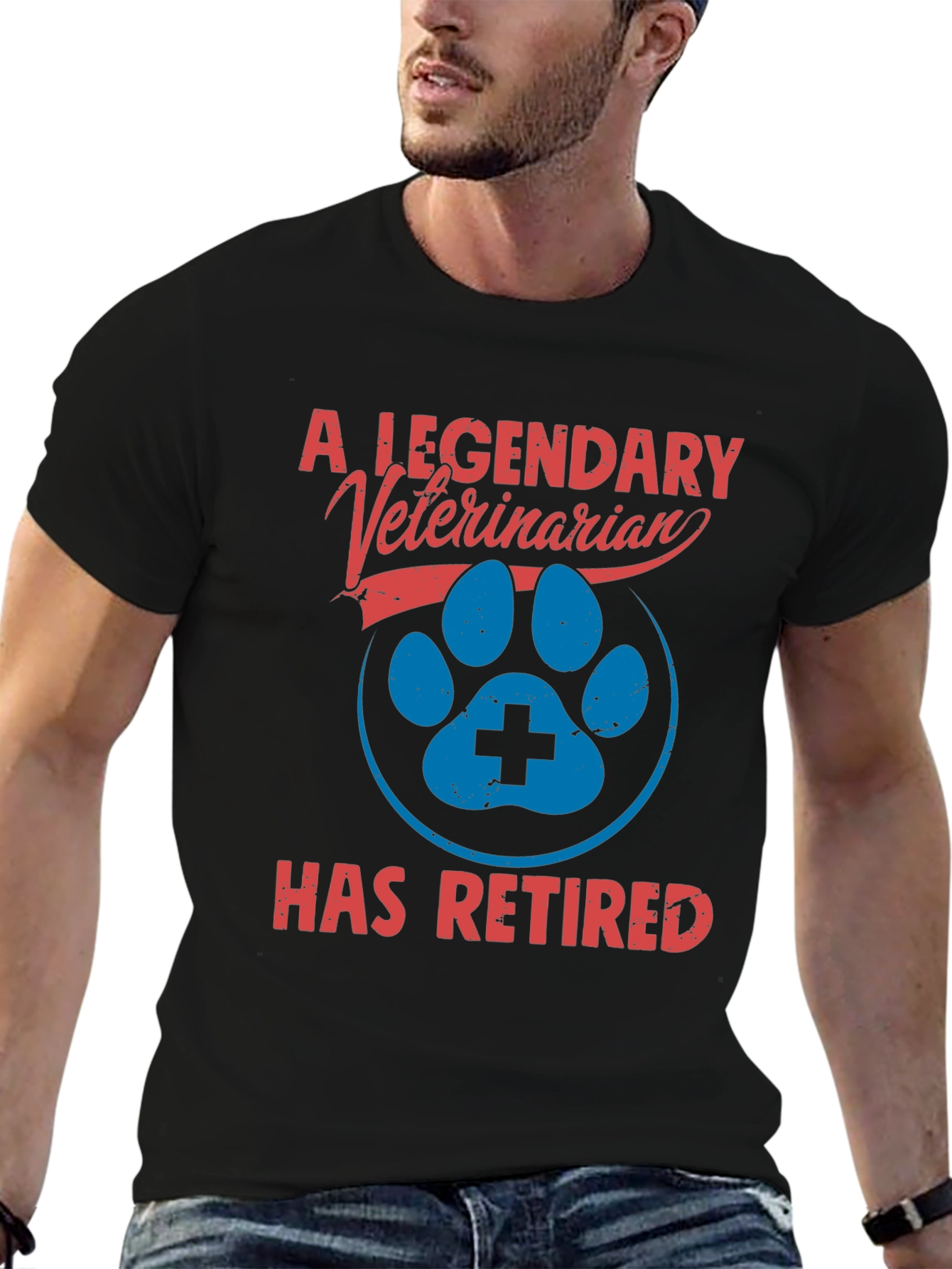 Black Legendary Veterinarian Retired T-Shirt view 6