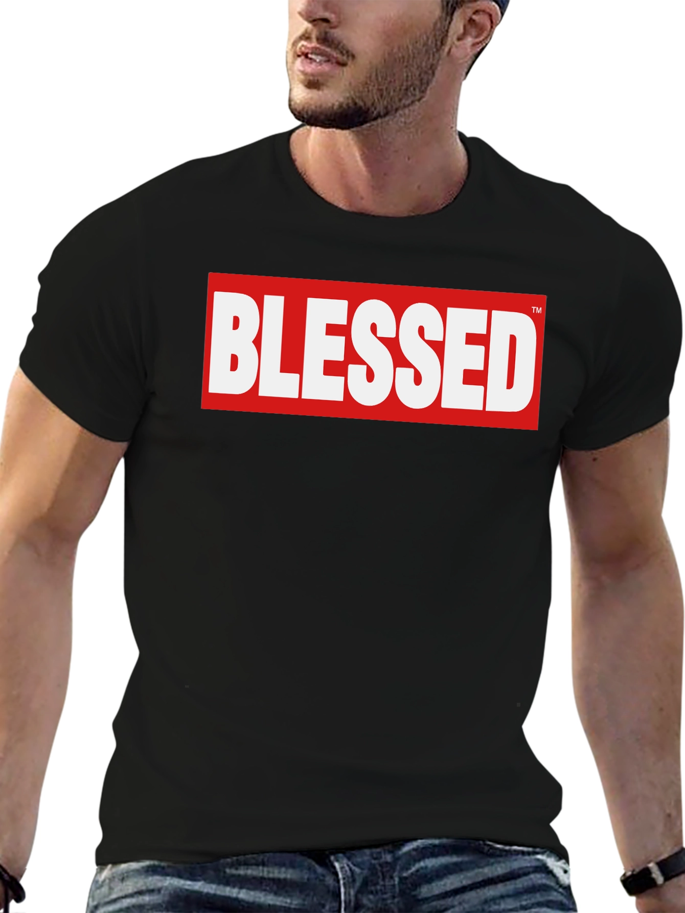 Black Blessed Graphic Tee - Stylish & Comfortable Cotton Blend view 6