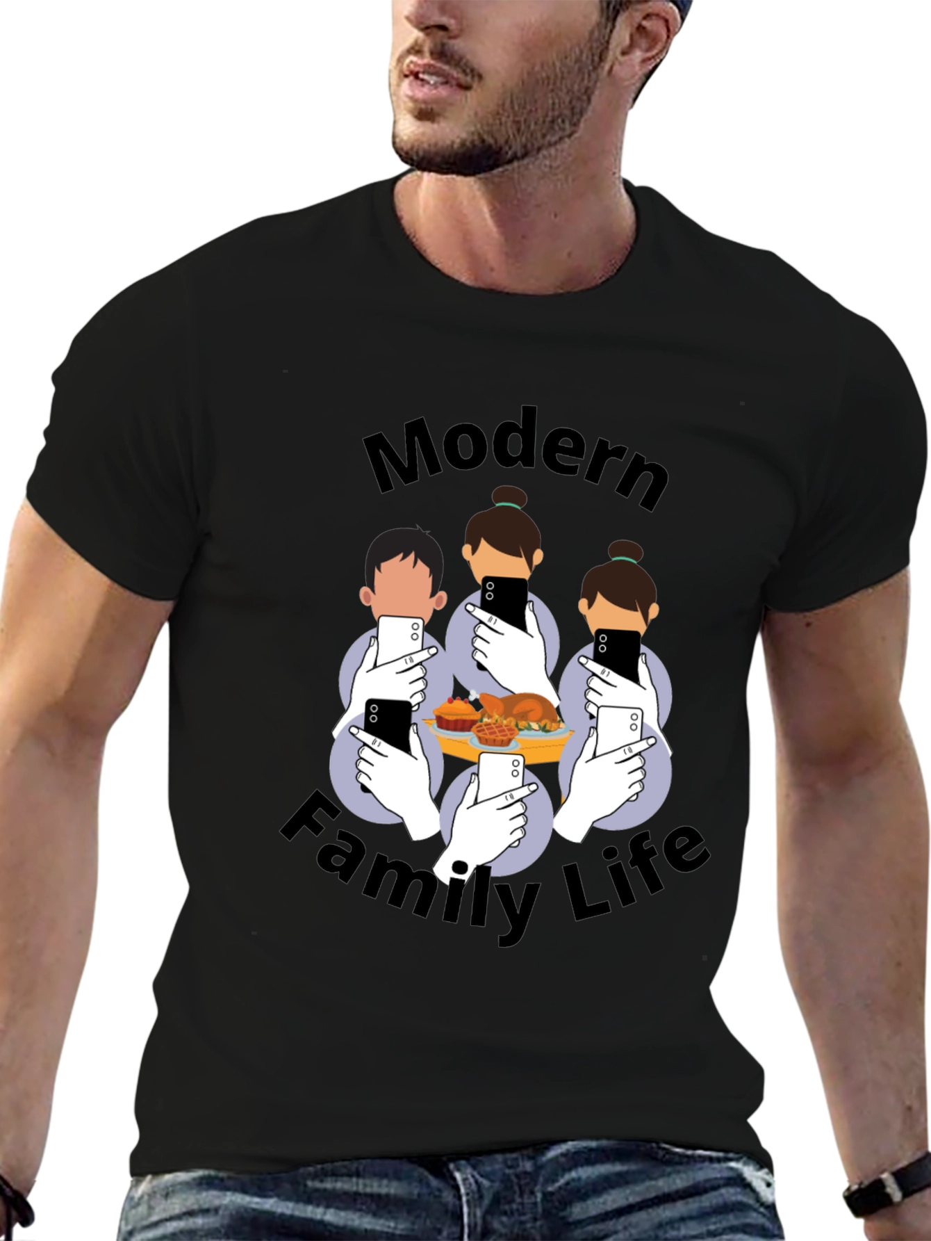 Black Modern Family Life T-Shirt - Social Media Thanksgiving Tee view 6