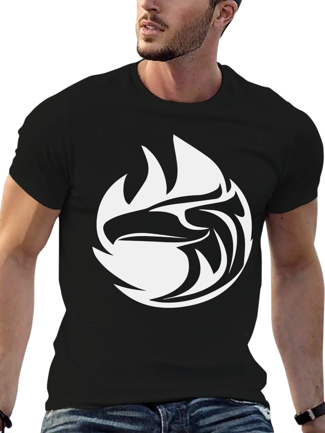 Black Black Tee with White Eagle Graphic view 6