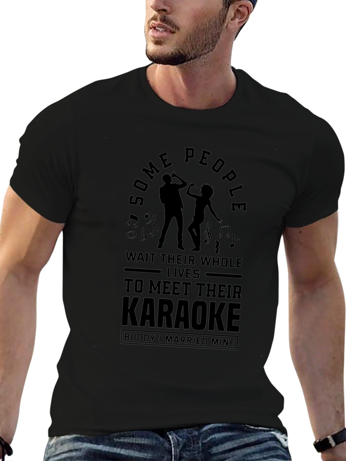 Black Karaoke Buddy T-Shirt - Funny Music Lover Tee view 6