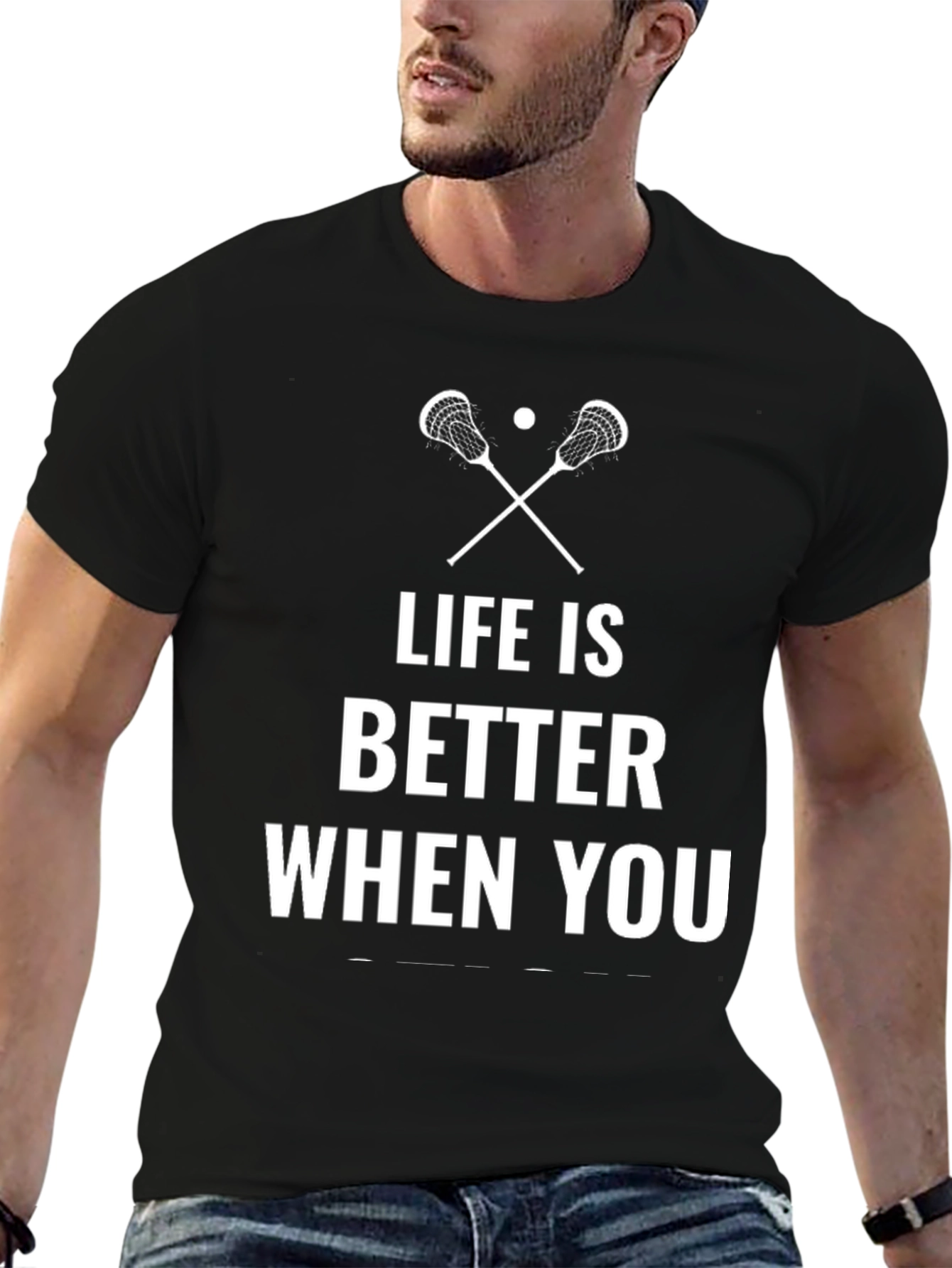 Black Lacrosse Life Better When You T-Shirt view 6