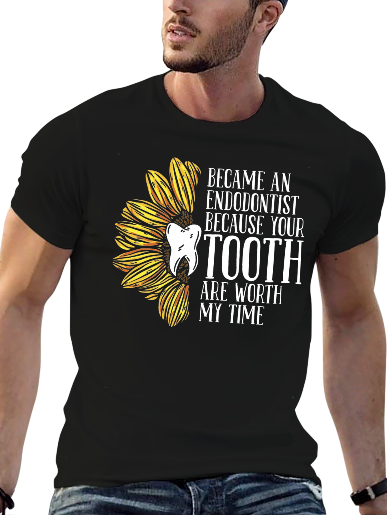 Black Endodontist Sunflower Graphic Tee view 6