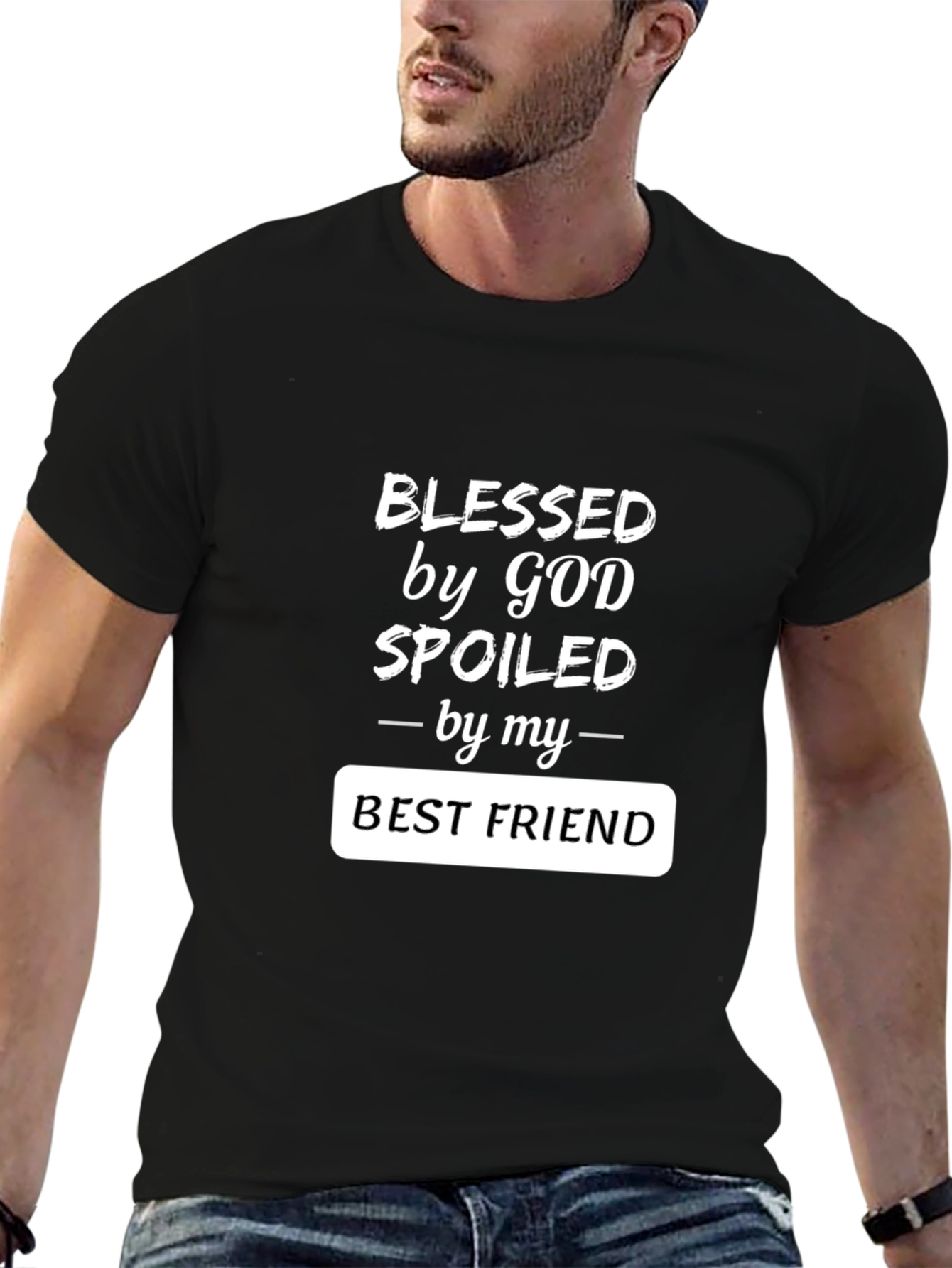 Black Blessed by God T-Shirt - Spoiled by Best Friend view 6