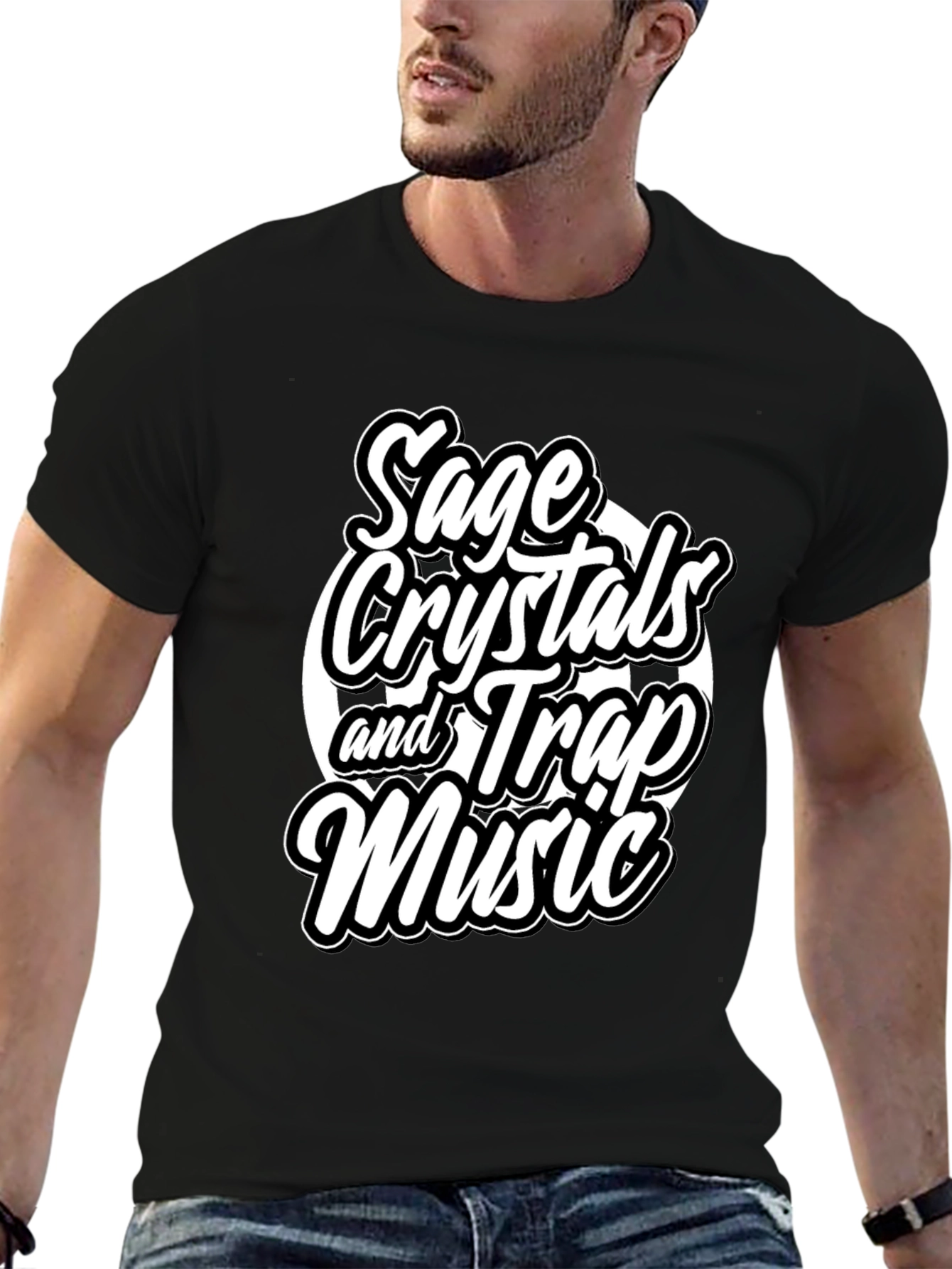 Black Sage Crystals & Trap Music Black Graphic Tee view 6