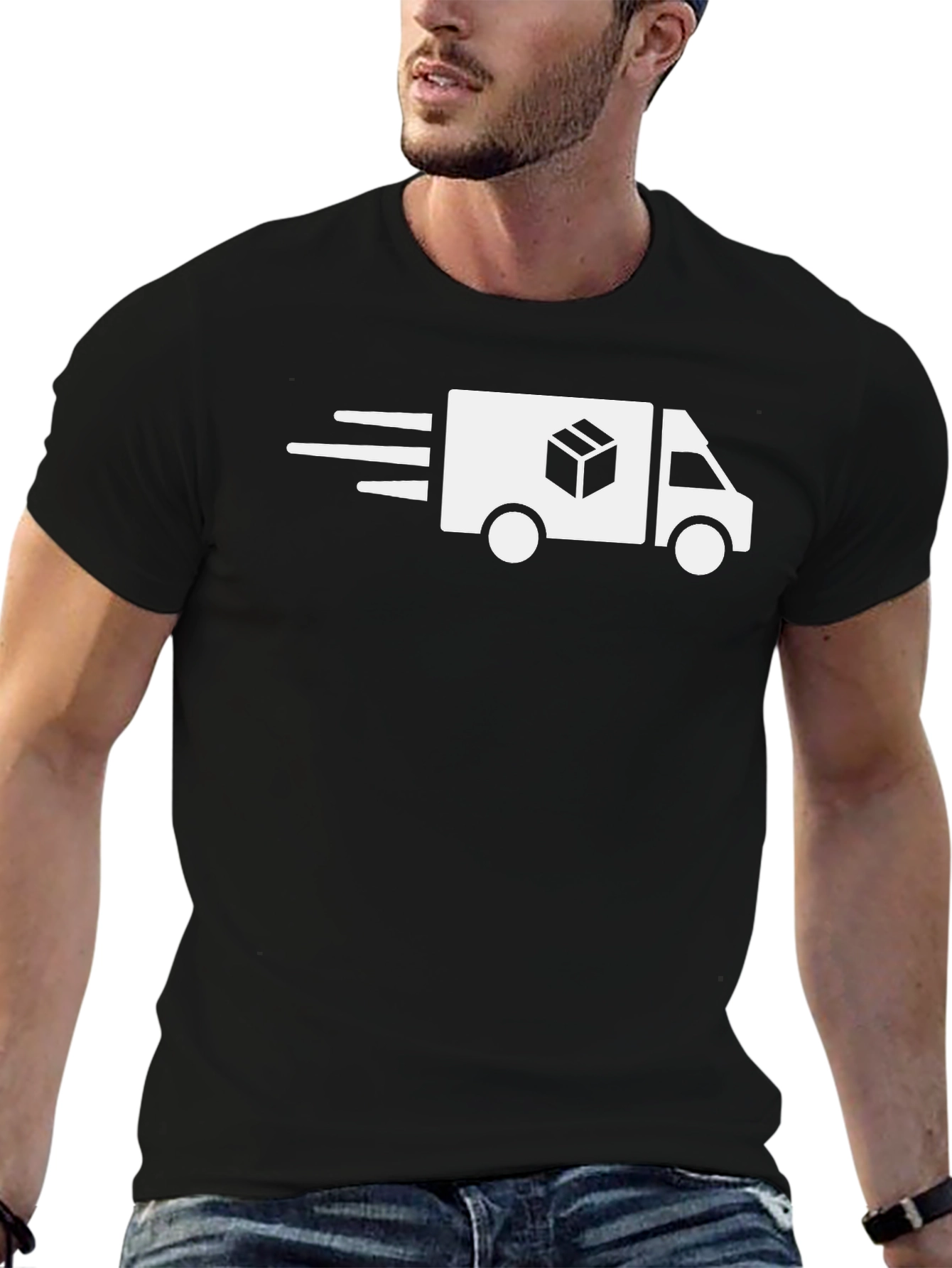 Black Delivery Truck Graphic Tee - Fast Shipping Shirt view 6