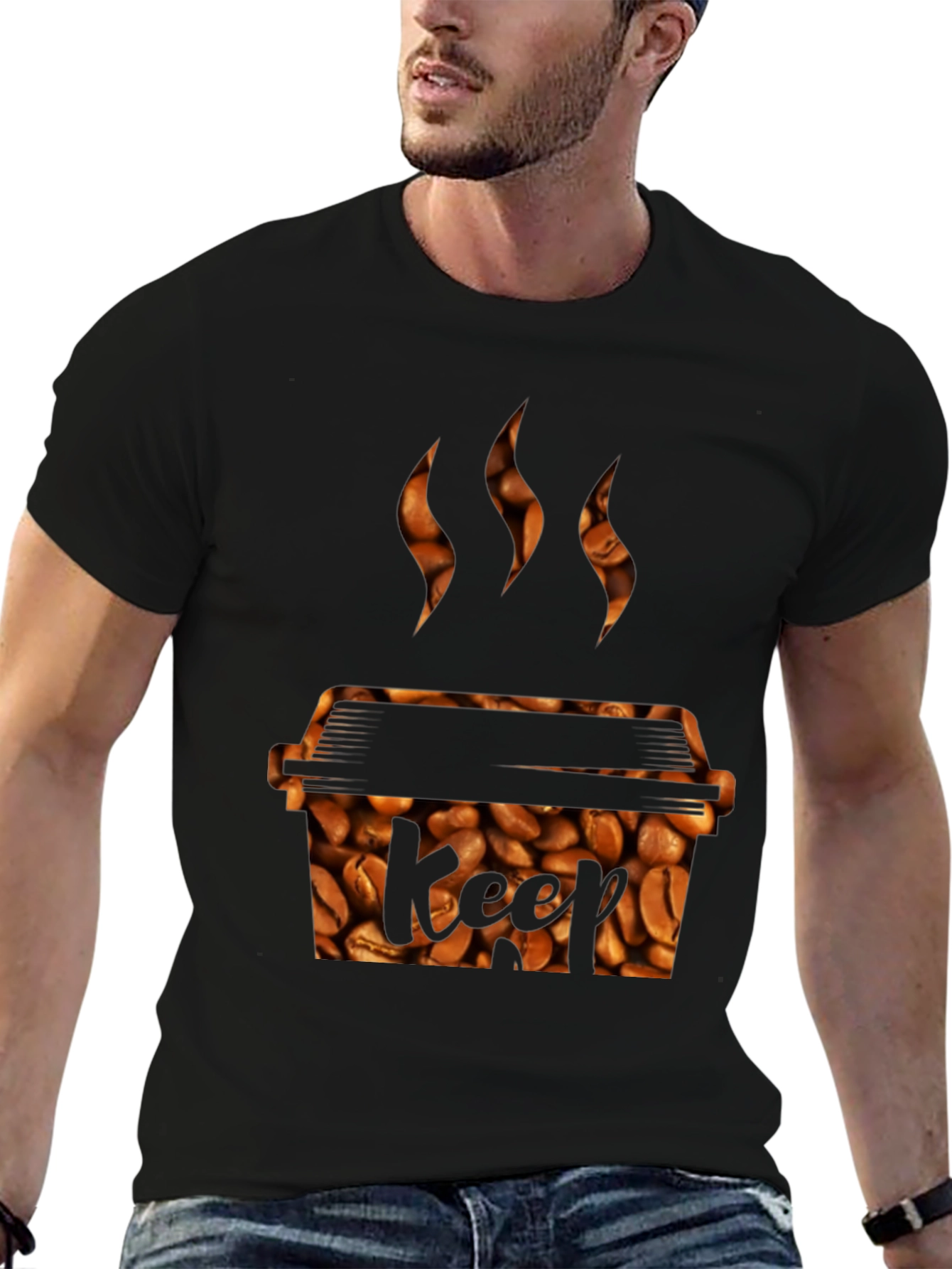 Black Coffee Bean Grill T-Shirt - Keef Design view 6