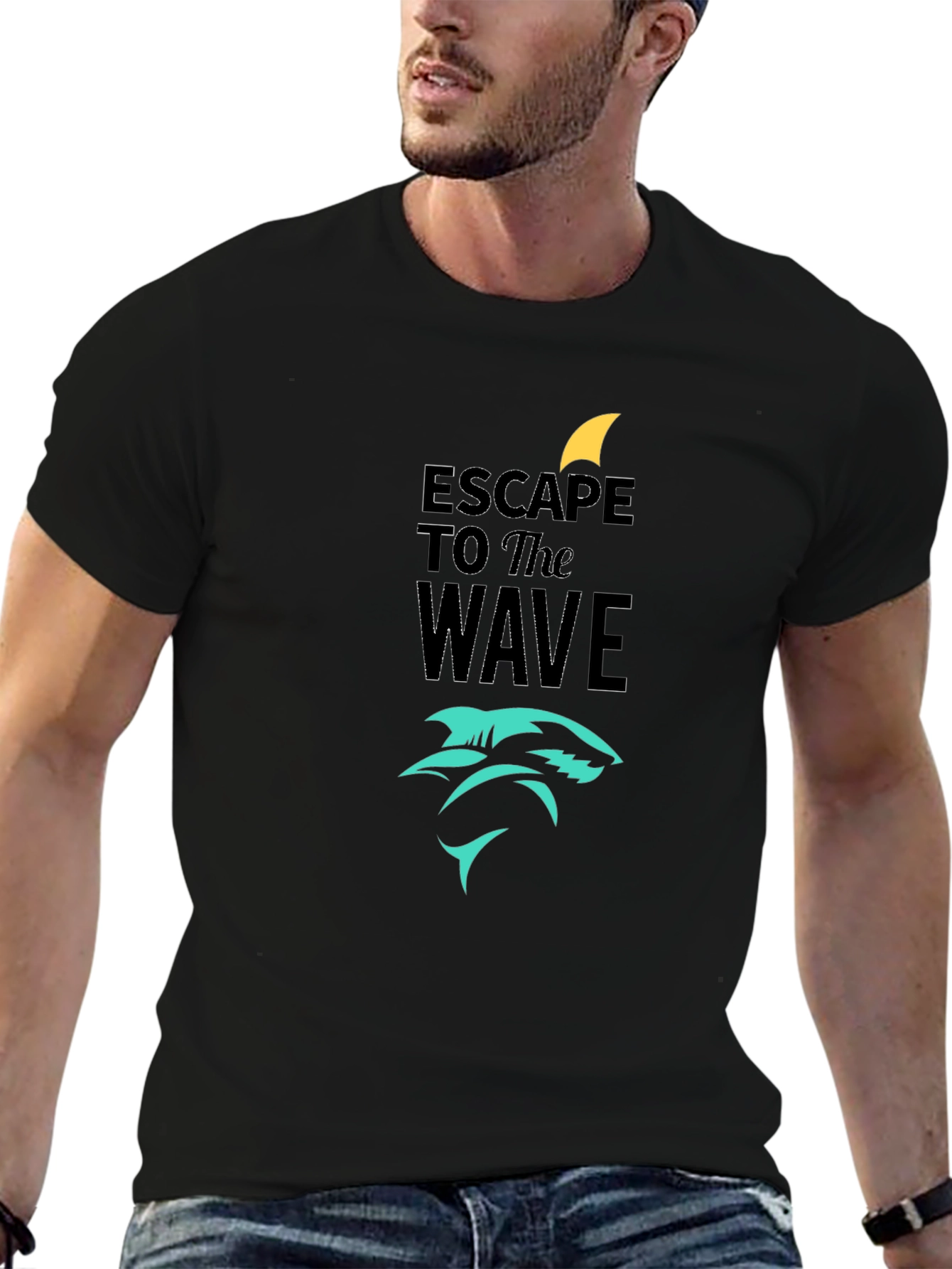 Black Escape to the Wave Black Graphic Tee view 6