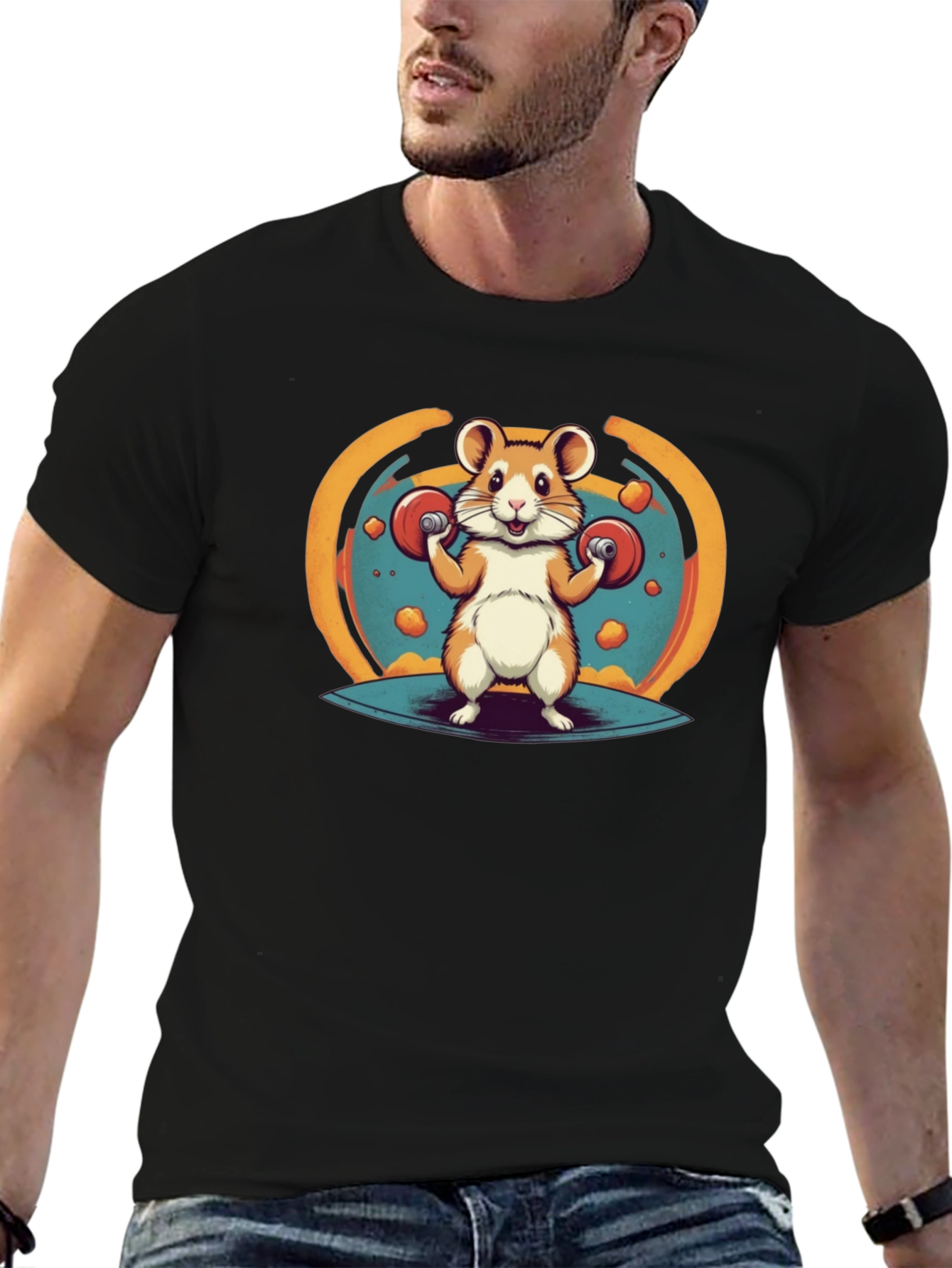 Black Hamster Gym T-Shirt - Funny Workout Tee view 6