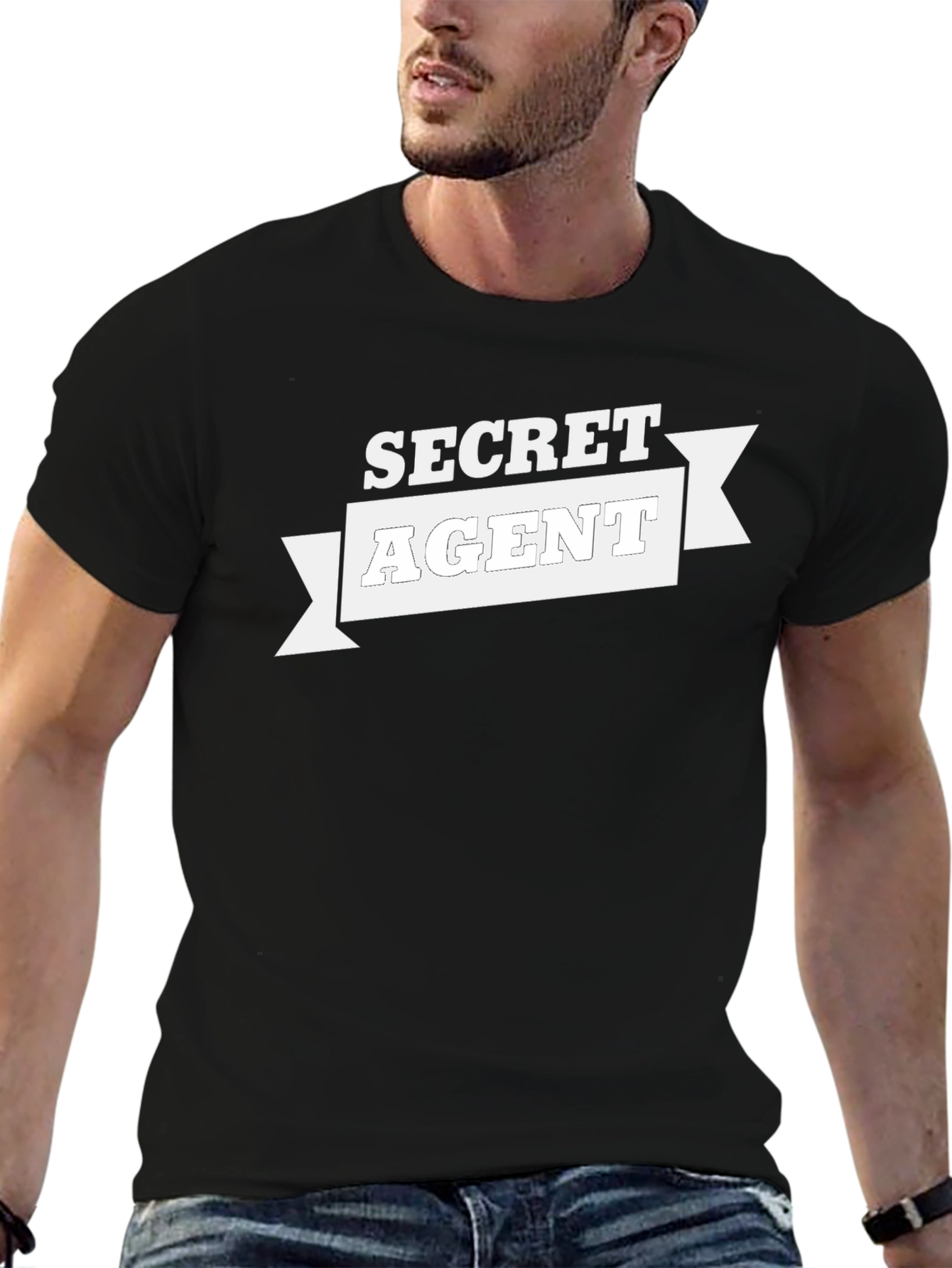 Black Secret Agent Black T-Shirt - Spy Novelty Tee view 6