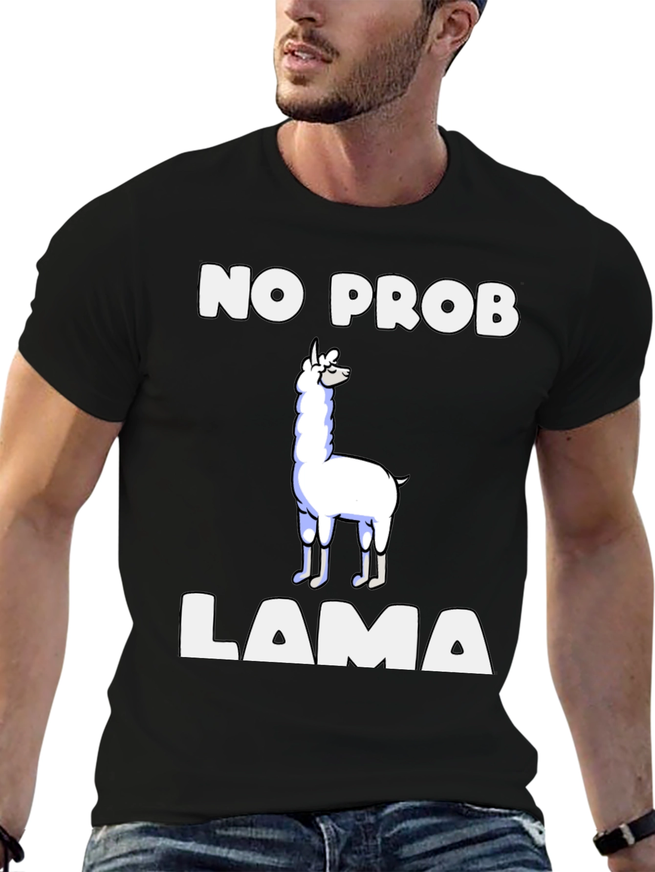Black No Prob Llama T-Shirt view 6