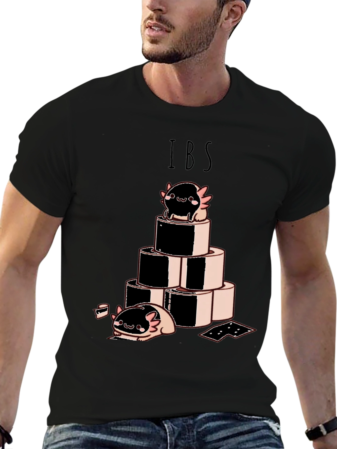 Black IBS Axolotl T-Shirt - Cute & Comfy Tee view 6