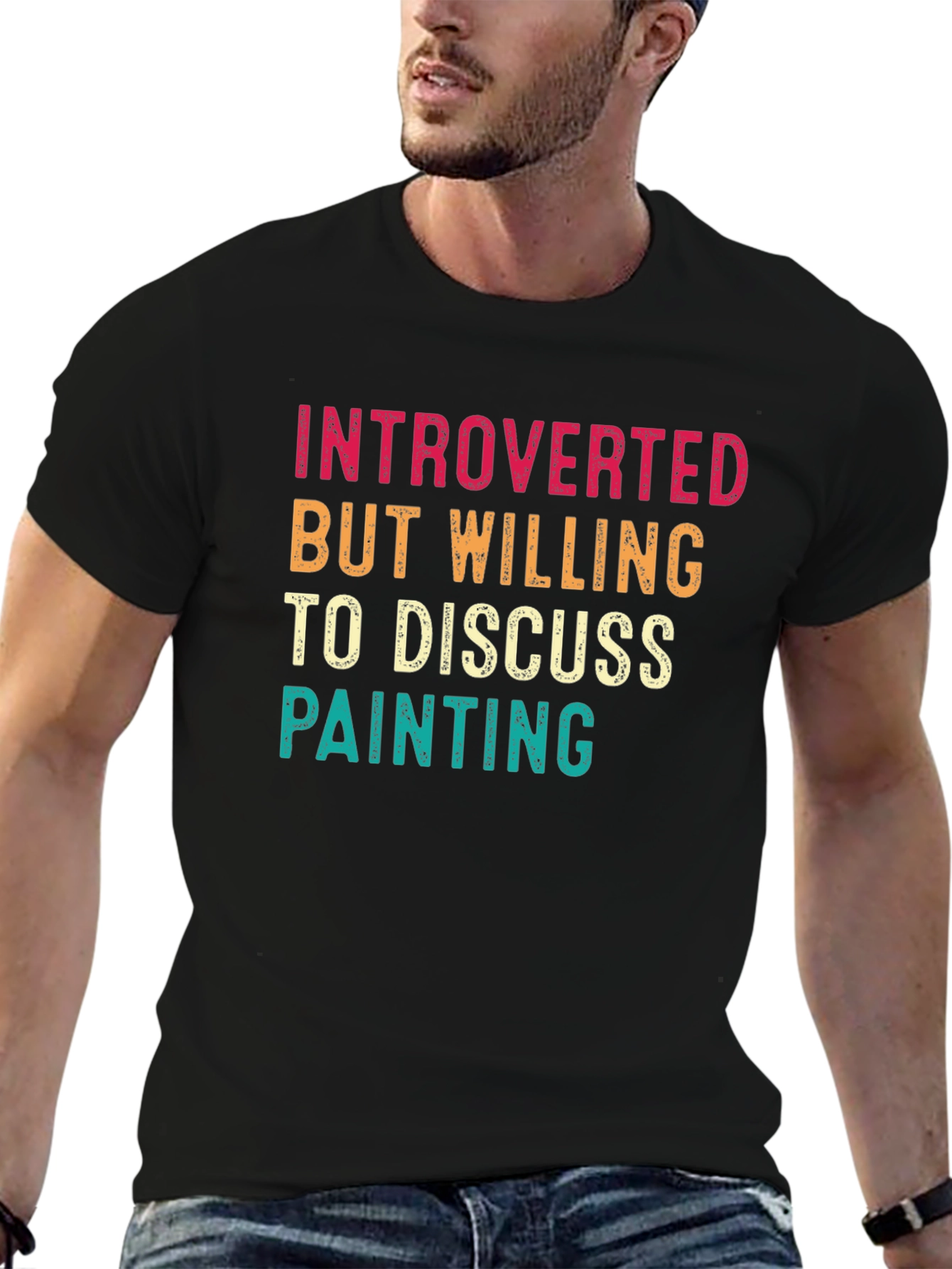Black Introverted Painter T-Shirt - Discuss Painting Tee view 6