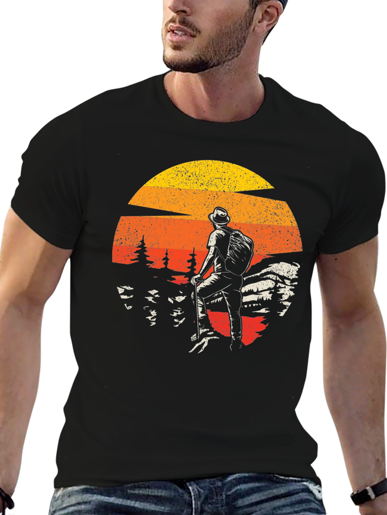 Black Retro Hiker Graphic Tee - Adventure Awaits view 6