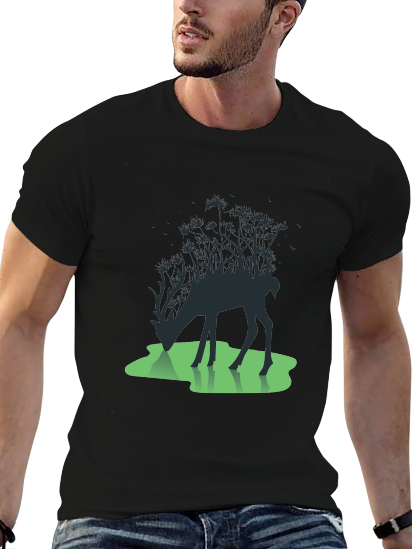 Nature Deer Silhouette Graphic Tee - 6