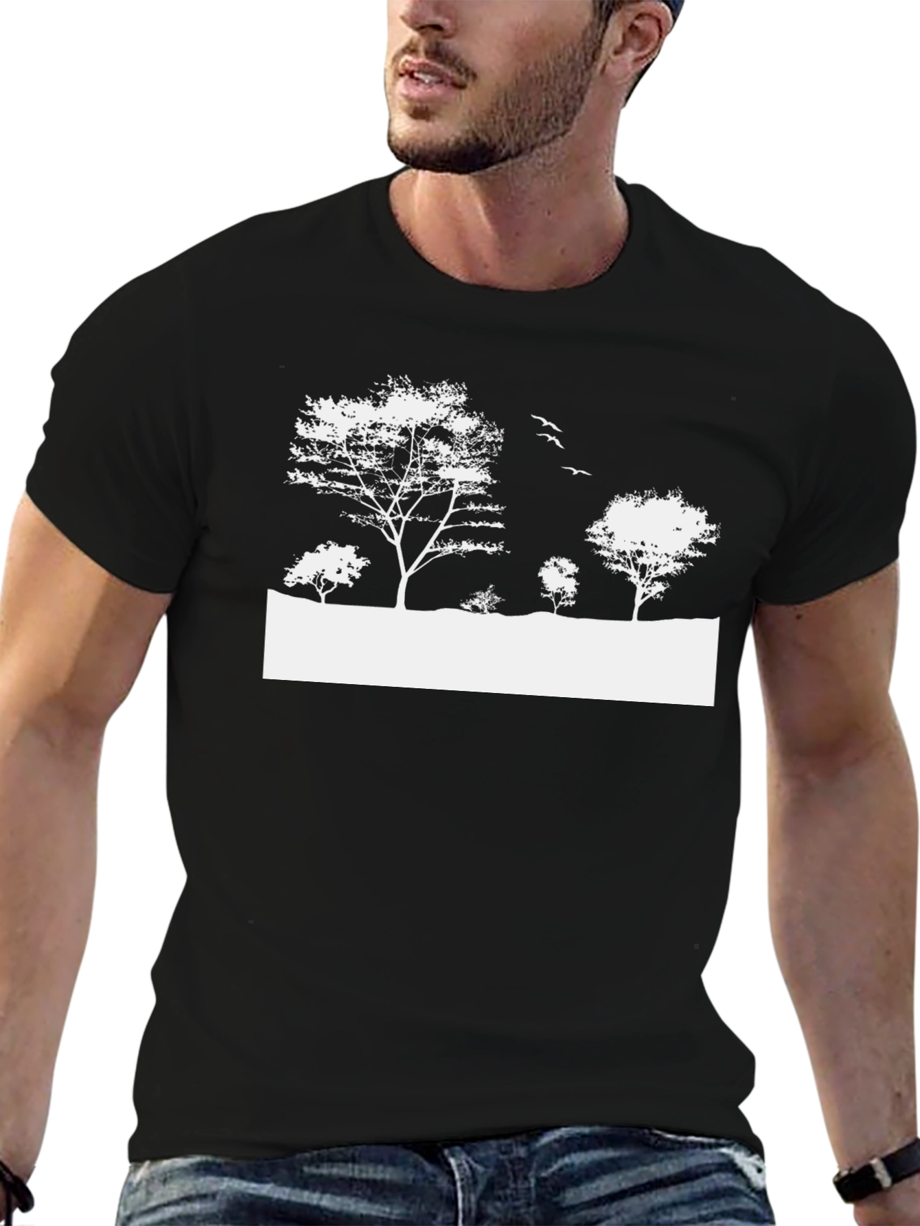 Black Nature Scene Graphic Tee - Black view 6