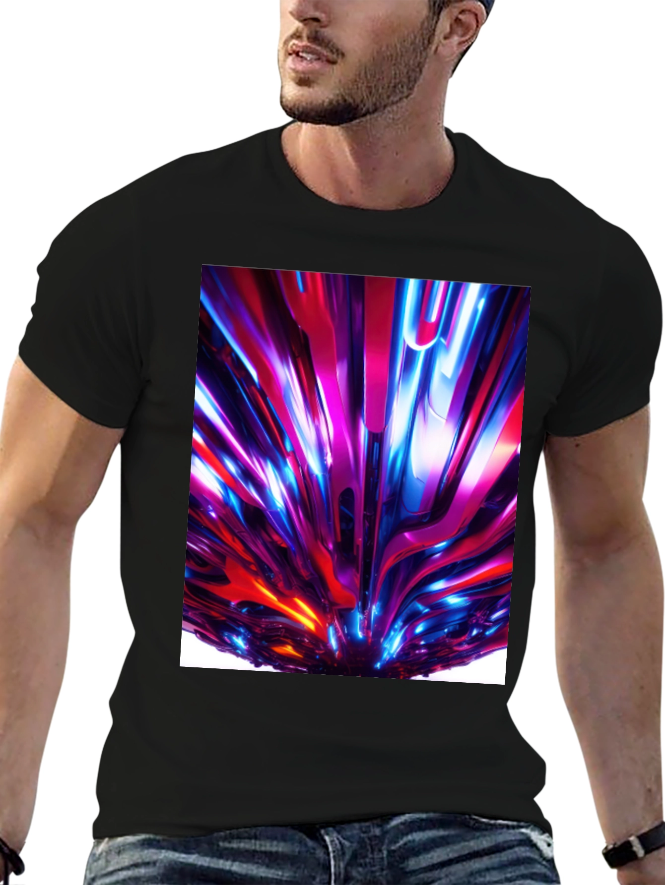 Black Abstract Art Black T-Shirt view 6