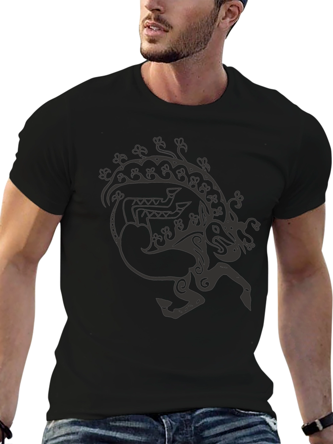 Black Mythical Horse Graphic Tee - Black view 6