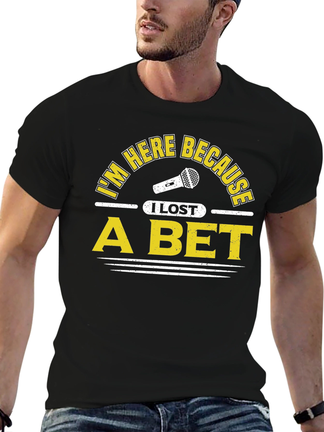 Black I Lost a Bet Funny Black T-Shirt view 6