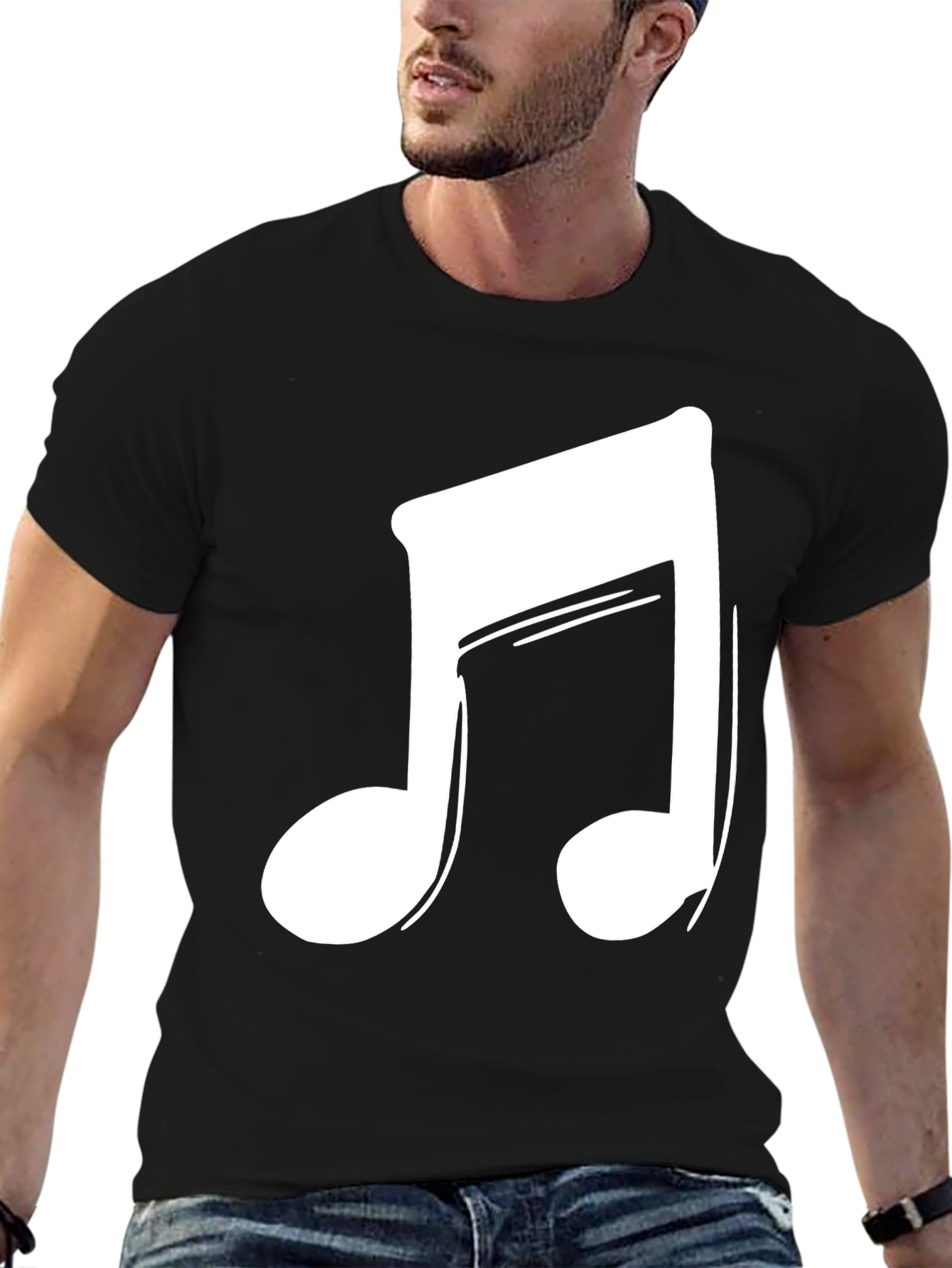 Black Musical Note Graphic Tee - Casual Style view 6