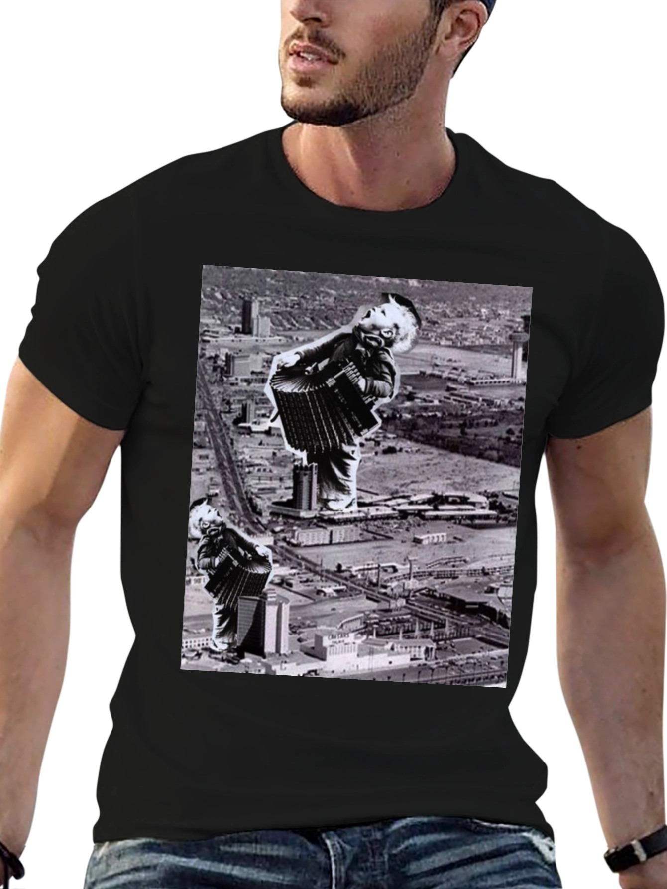 Black Accordion Player Black T-Shirt view 6