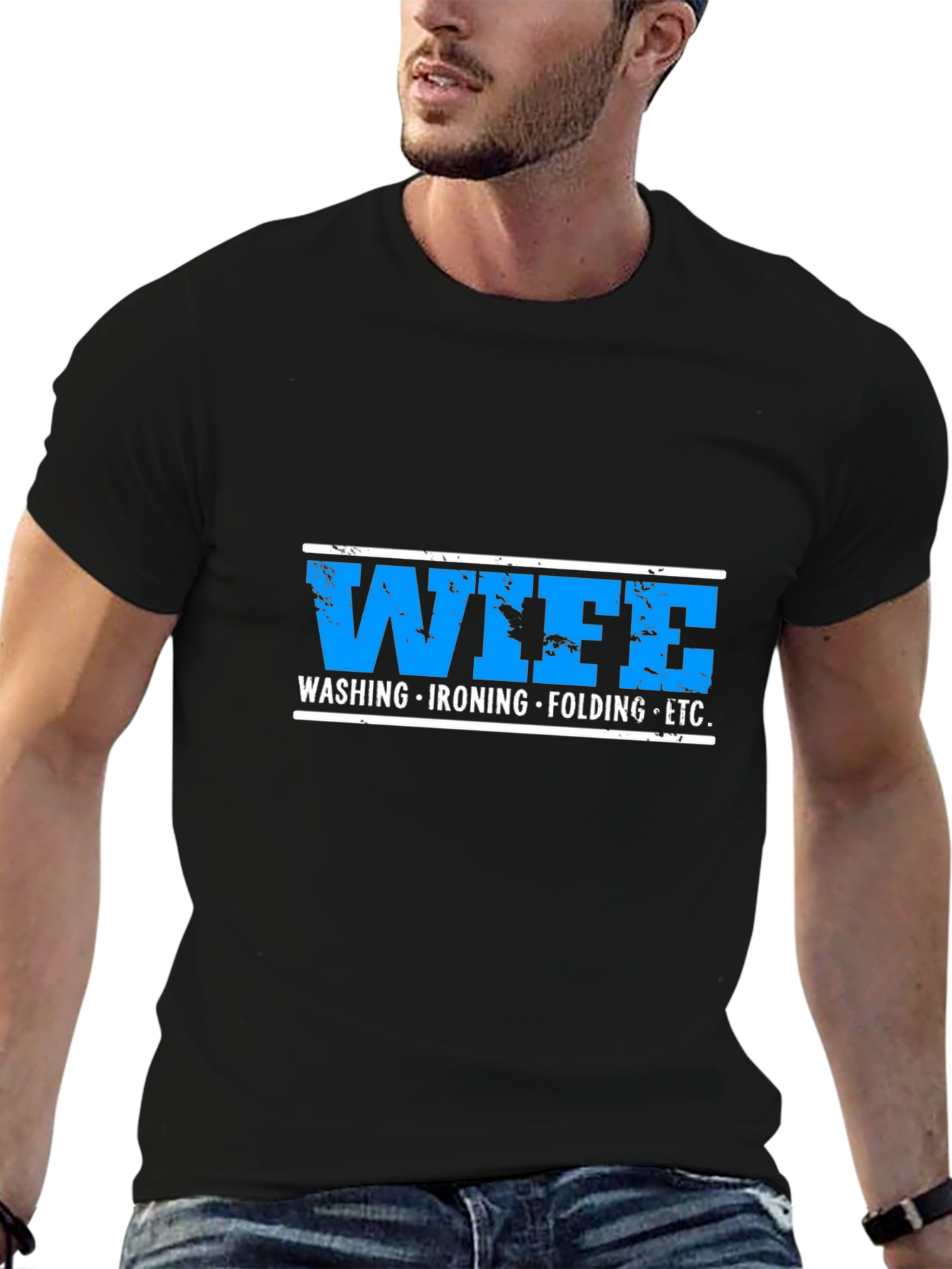 Black Wife Washing Ironing Folding ETC Funny Graphic T-Shirt view 6