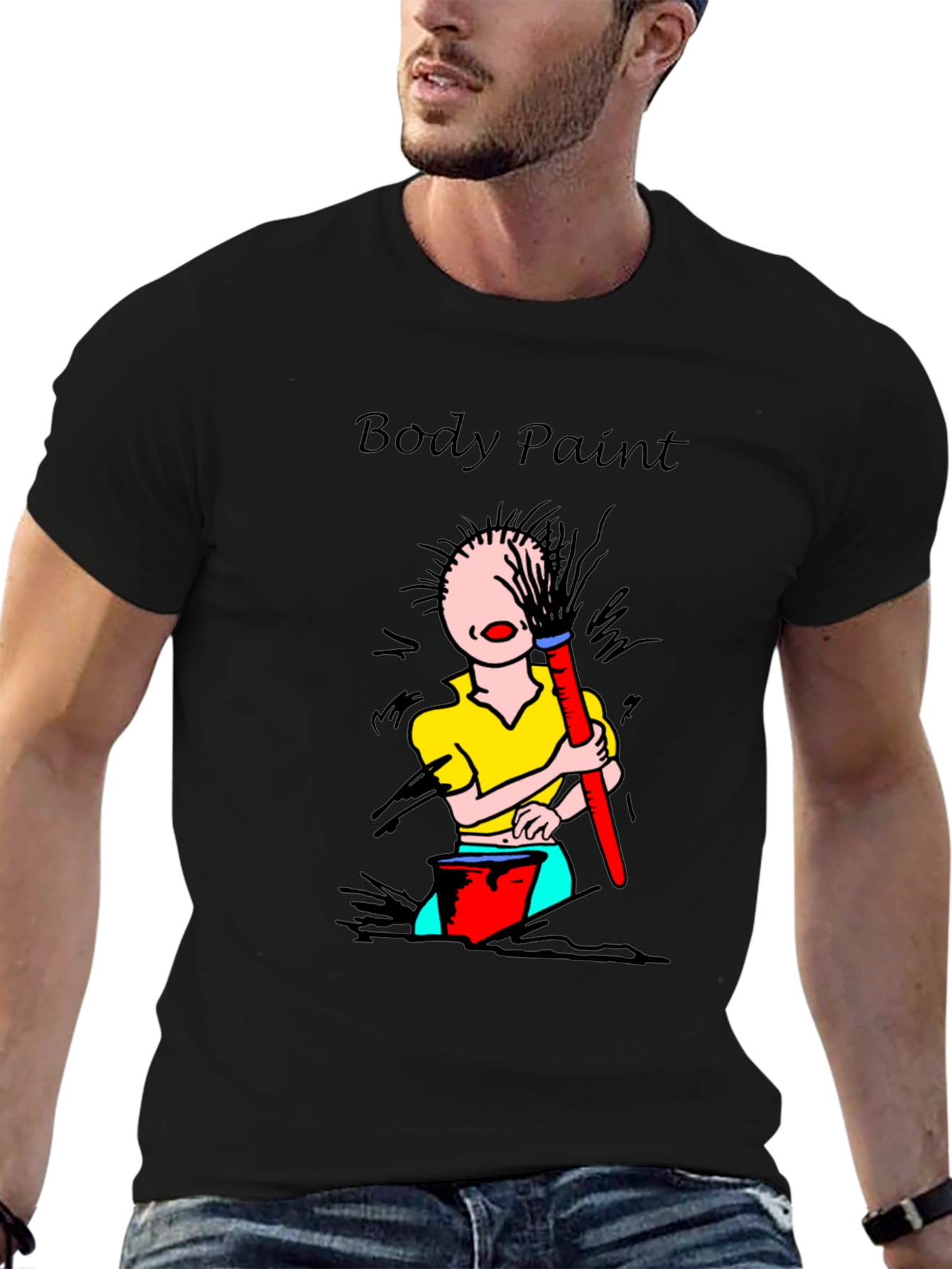 Black Body Paint T-Shirt - Whimsical Design view 6