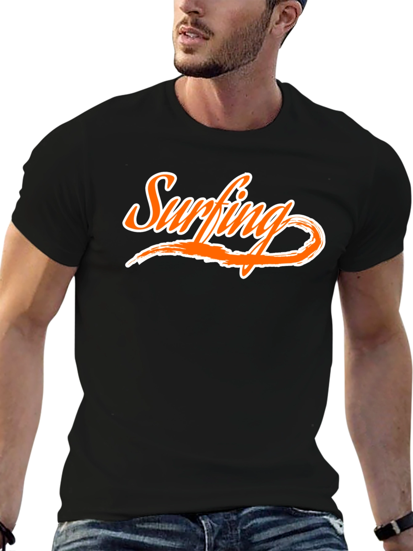 Surfing Graphic Tee - Cool Black T-Shirt - 6