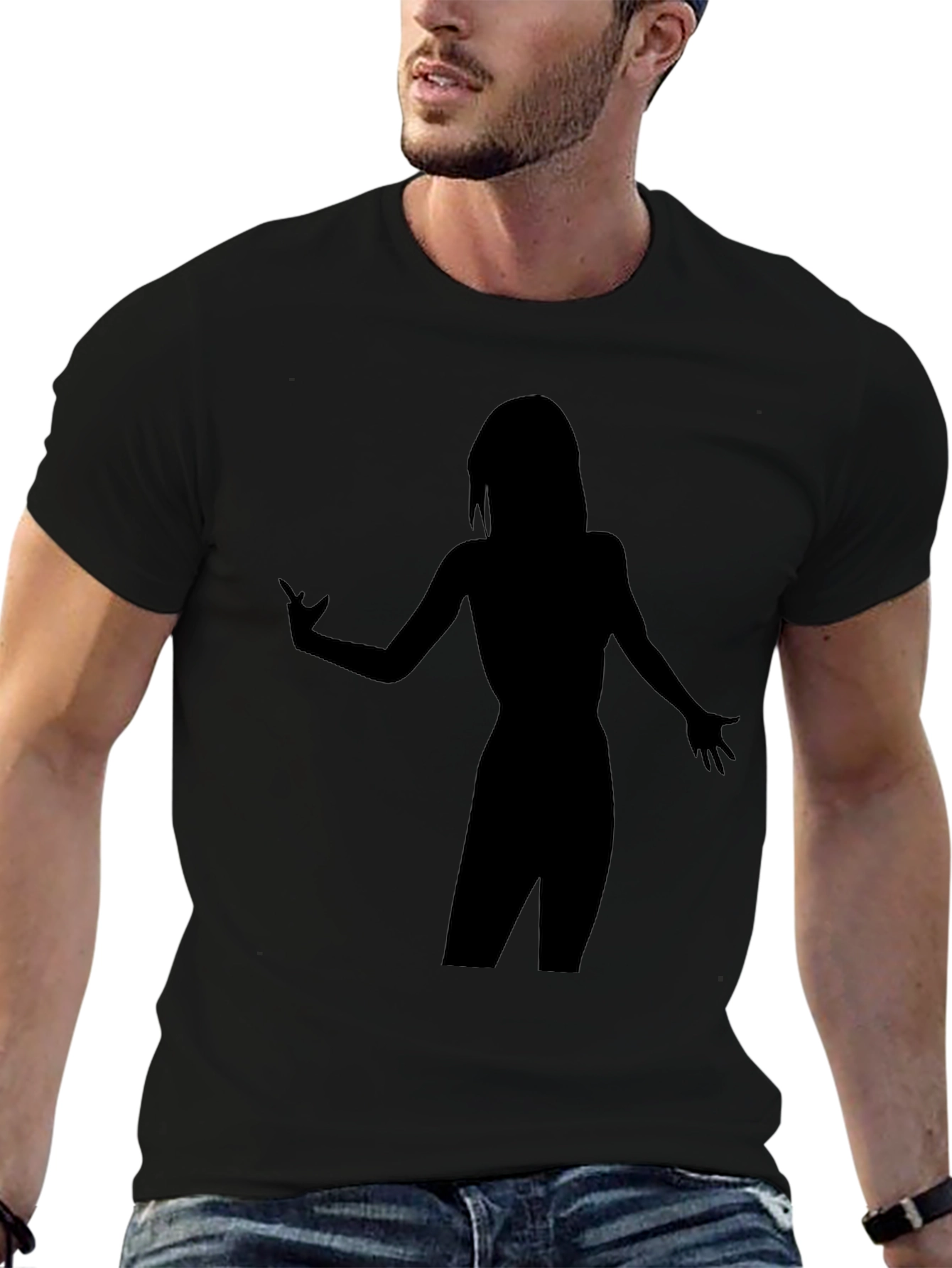 Black Silhouette Graphic T-Shirt - Stylish Black Tee view 6