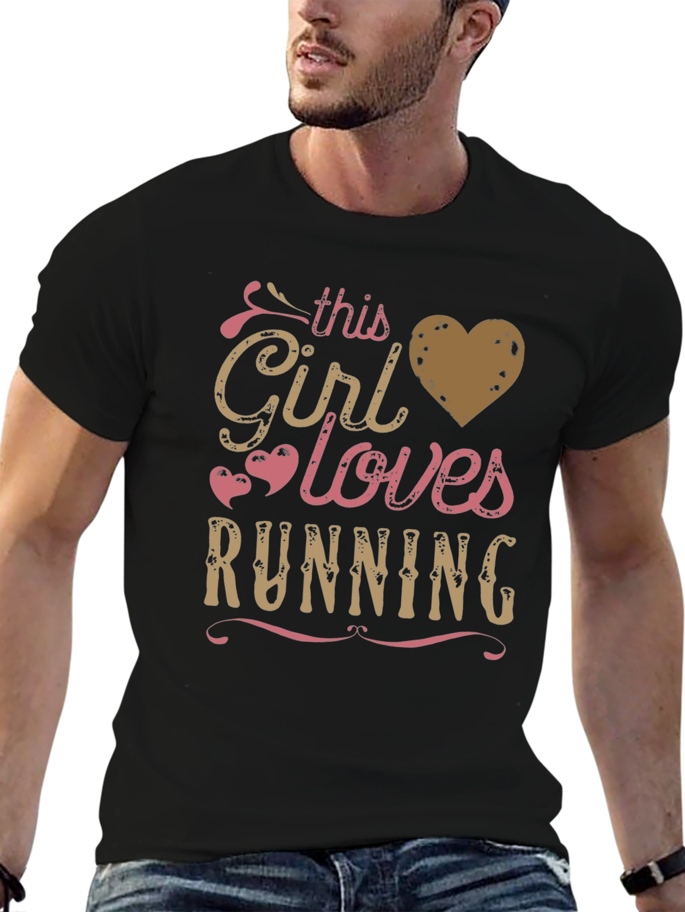 Black This Girl Loves Running - Graphic T-Shirt view 6