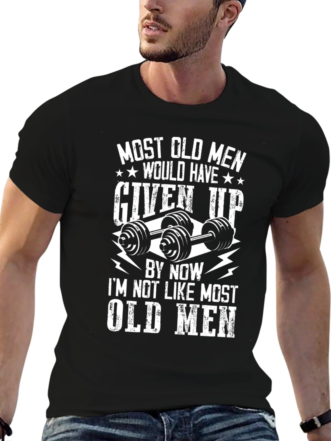 Black Most Old Men Fitness T-Shirt view 6