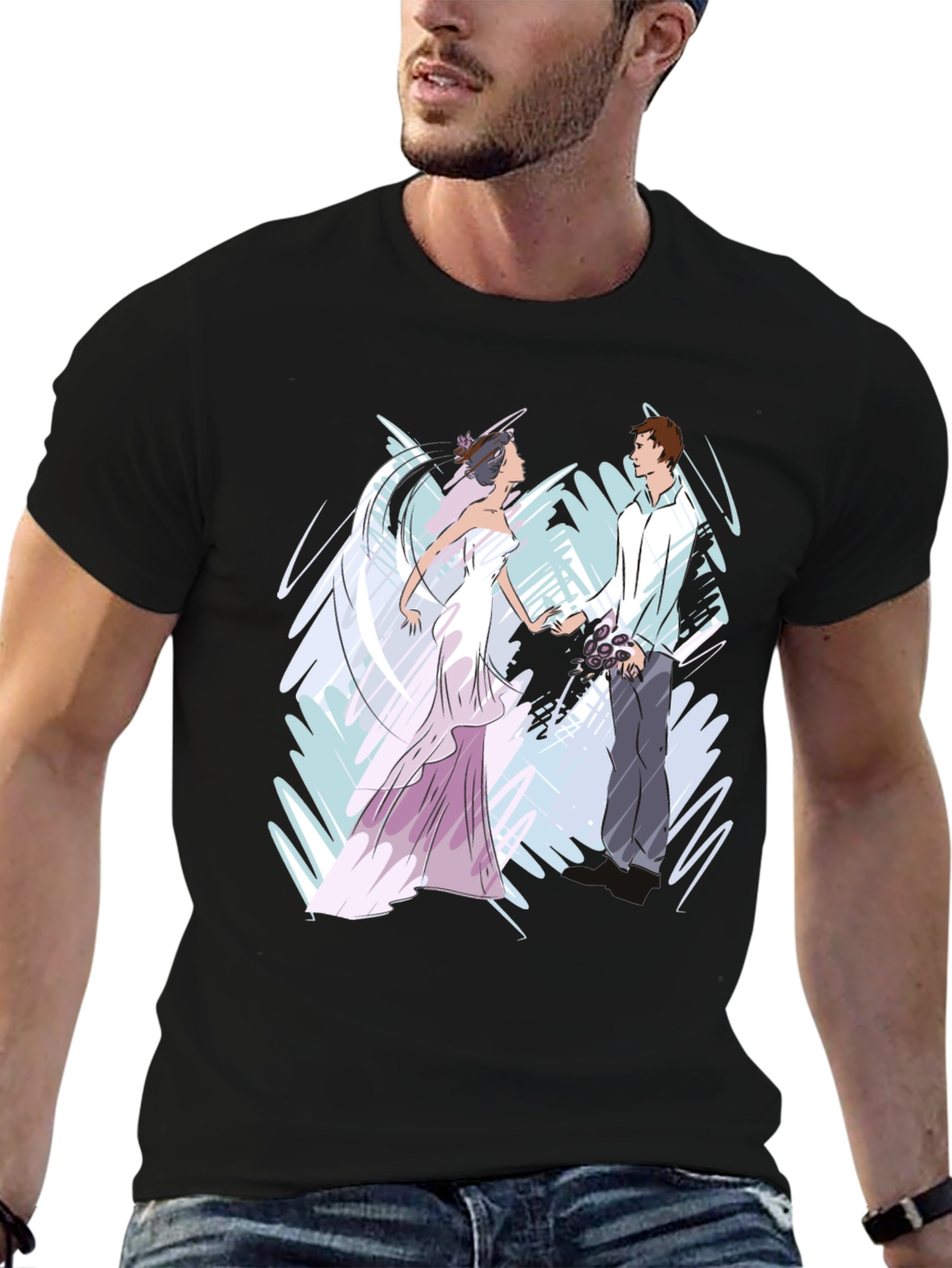 Black Bride & Groom Graphic T-Shirt - Black view 6